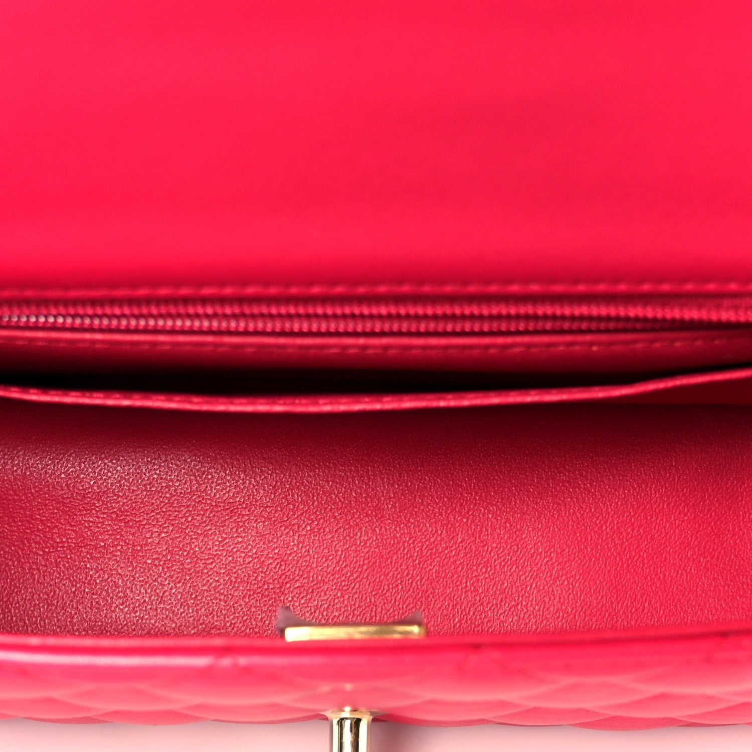 Lambskin Quilted Mini Top Handle Rectangular Flap Fuchsia