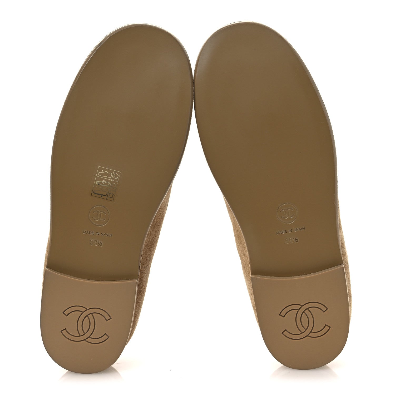Suede Calfskin CC Loafers 36.5 Dark Beige