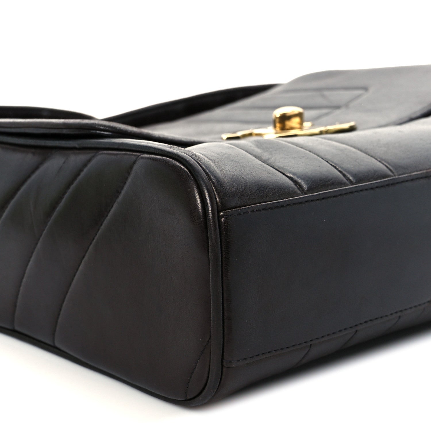 Lambskin Vertical Quilted CC Flap Shoulder Bag Brown