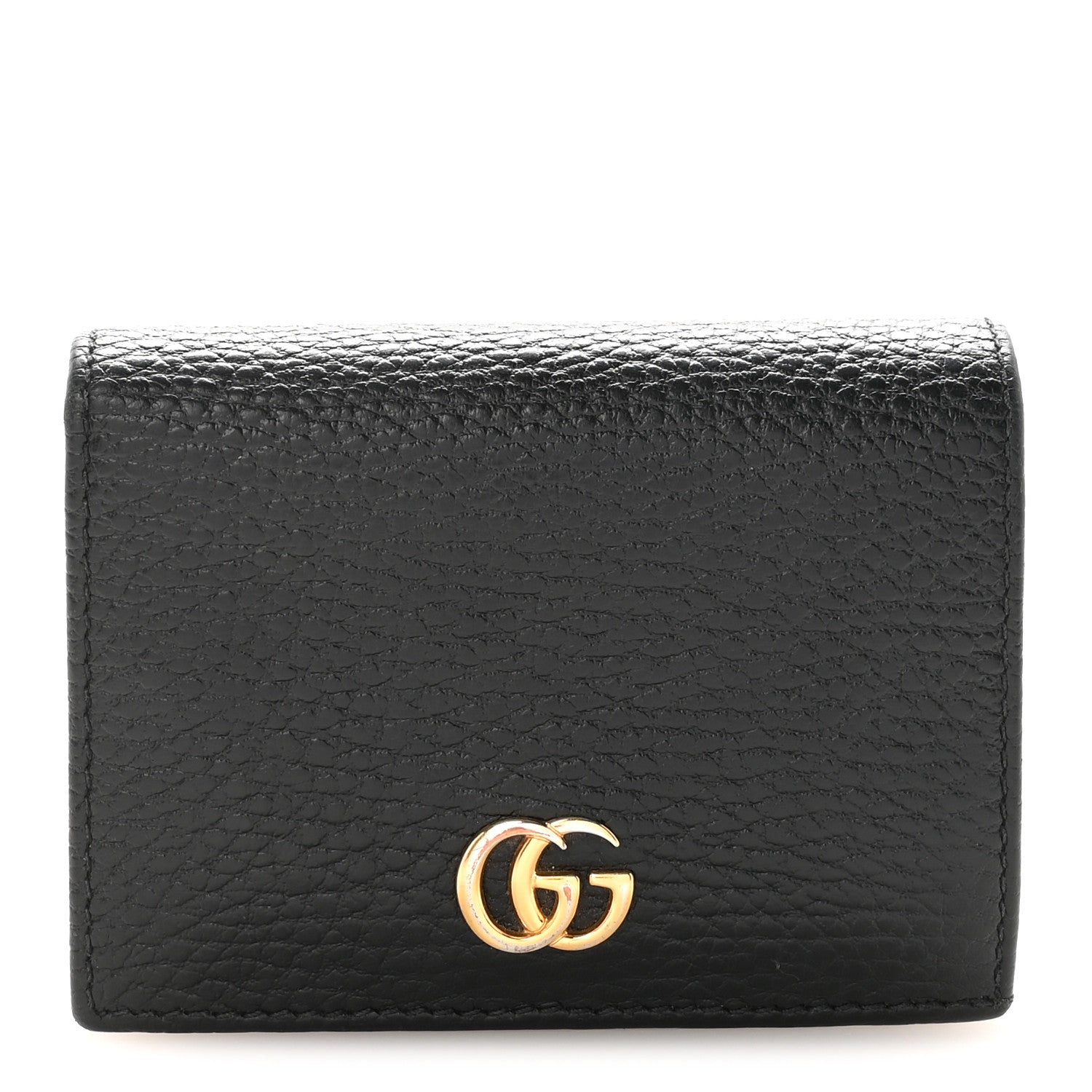 Pebbled Calfskin GG Marmont Card Case Black