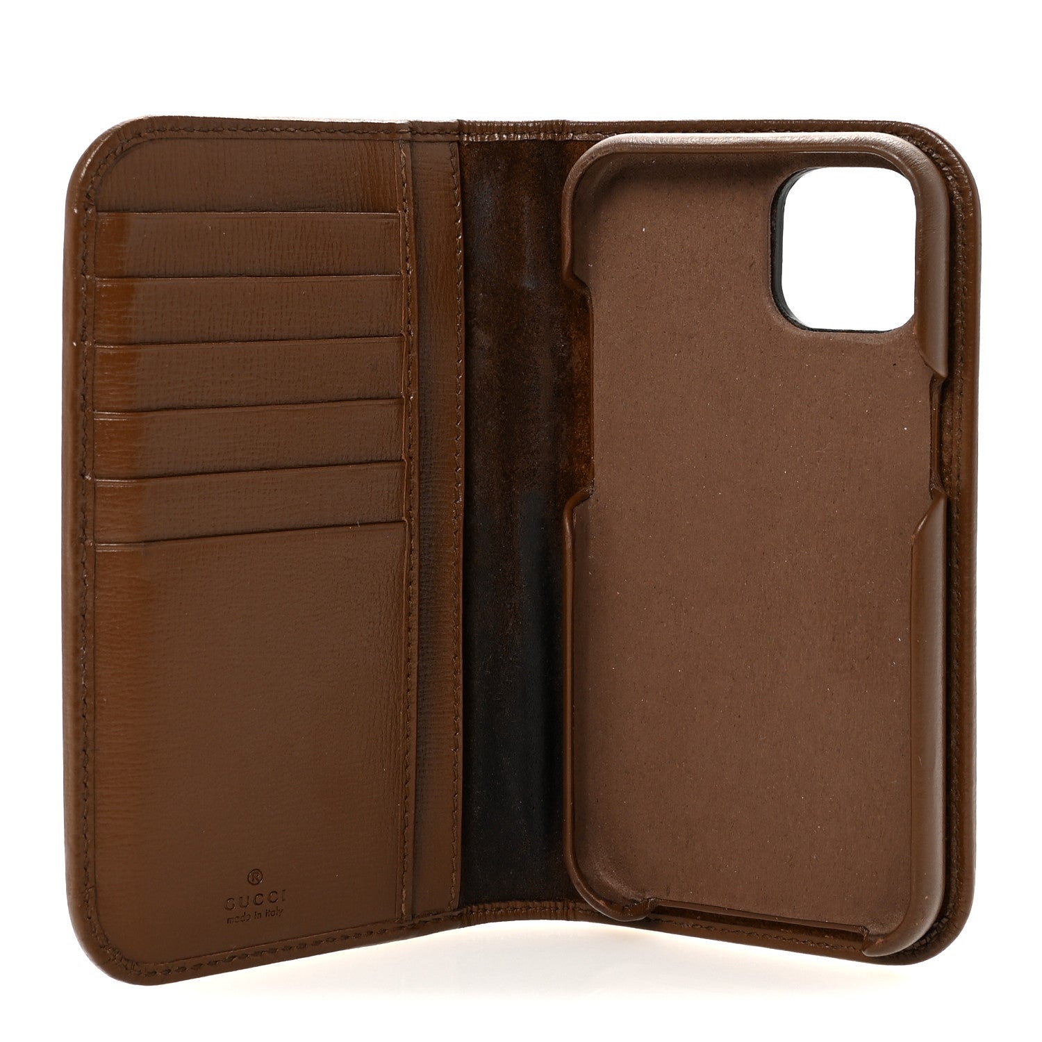 Supreme Monogram Azalea Calfskin Retro Interlocking G Phone 15 Case Wallet Beige Ebony Brown Sugar