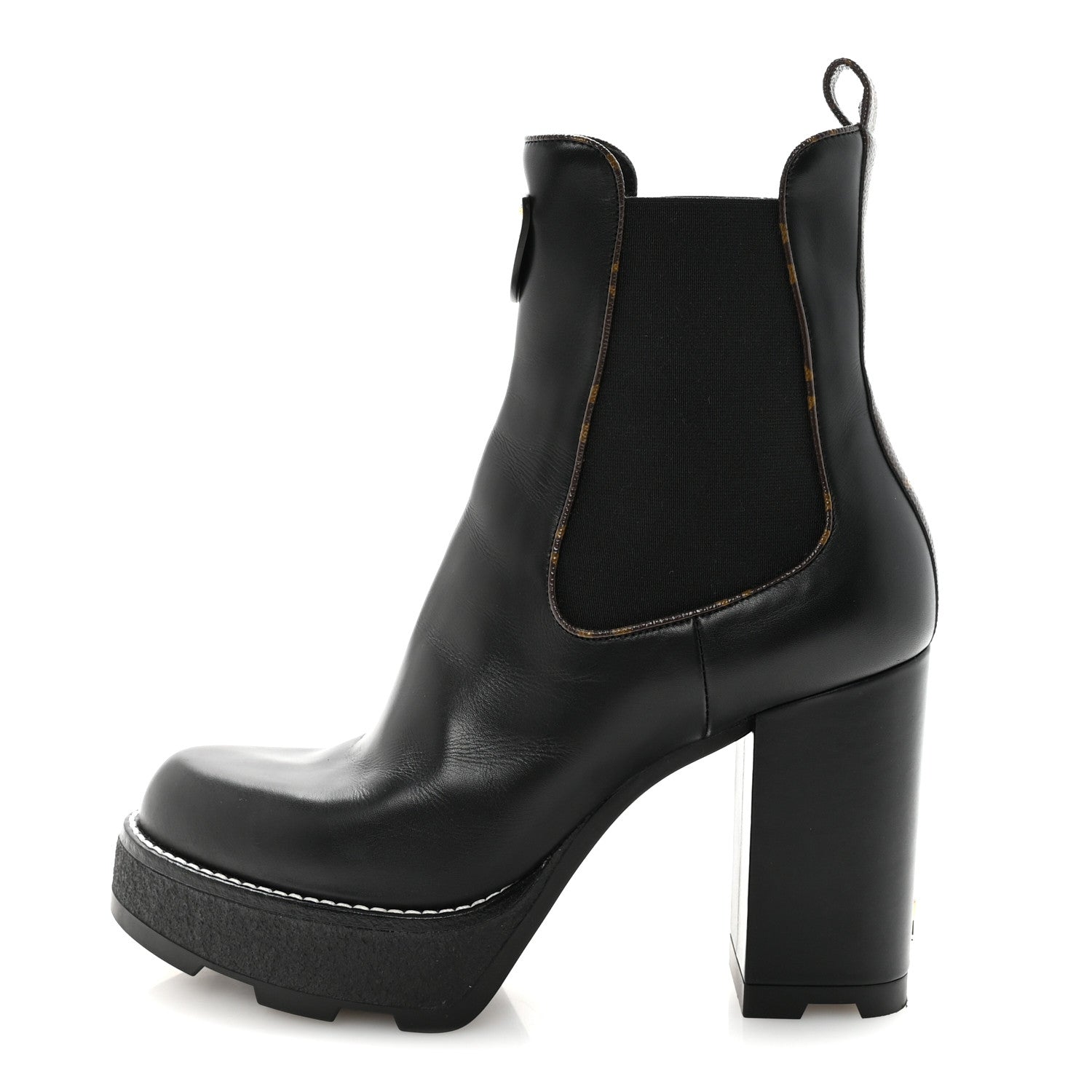 Calfskin Monogram LV Beaubourg Platform Ankle Boots 40 Black