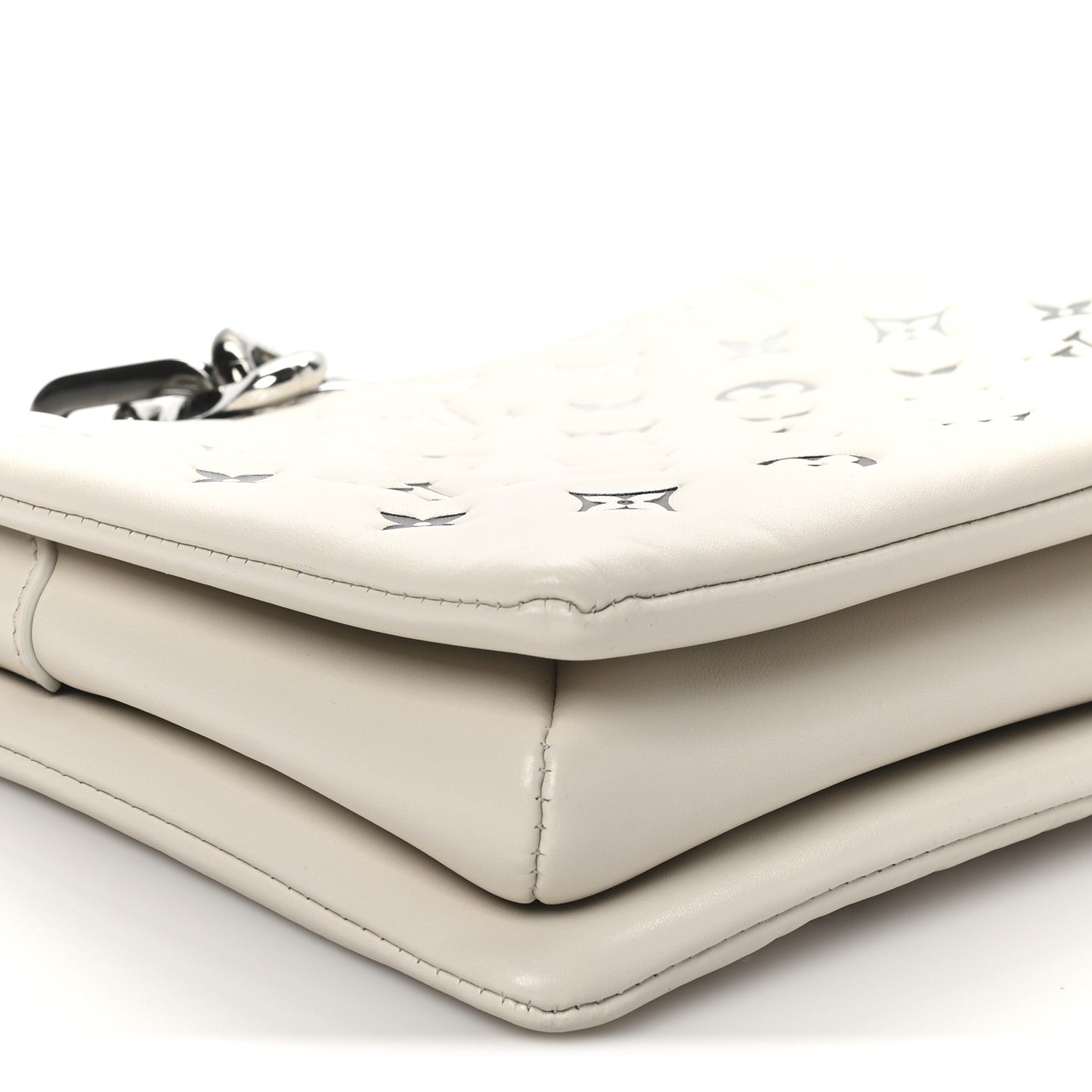 Lambskin Embossed Monogram Coussin PM Cream Grey
