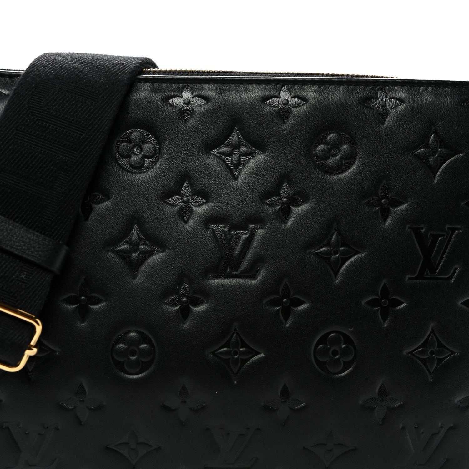 Lambskin Embossed Monogram Coussin PM Black