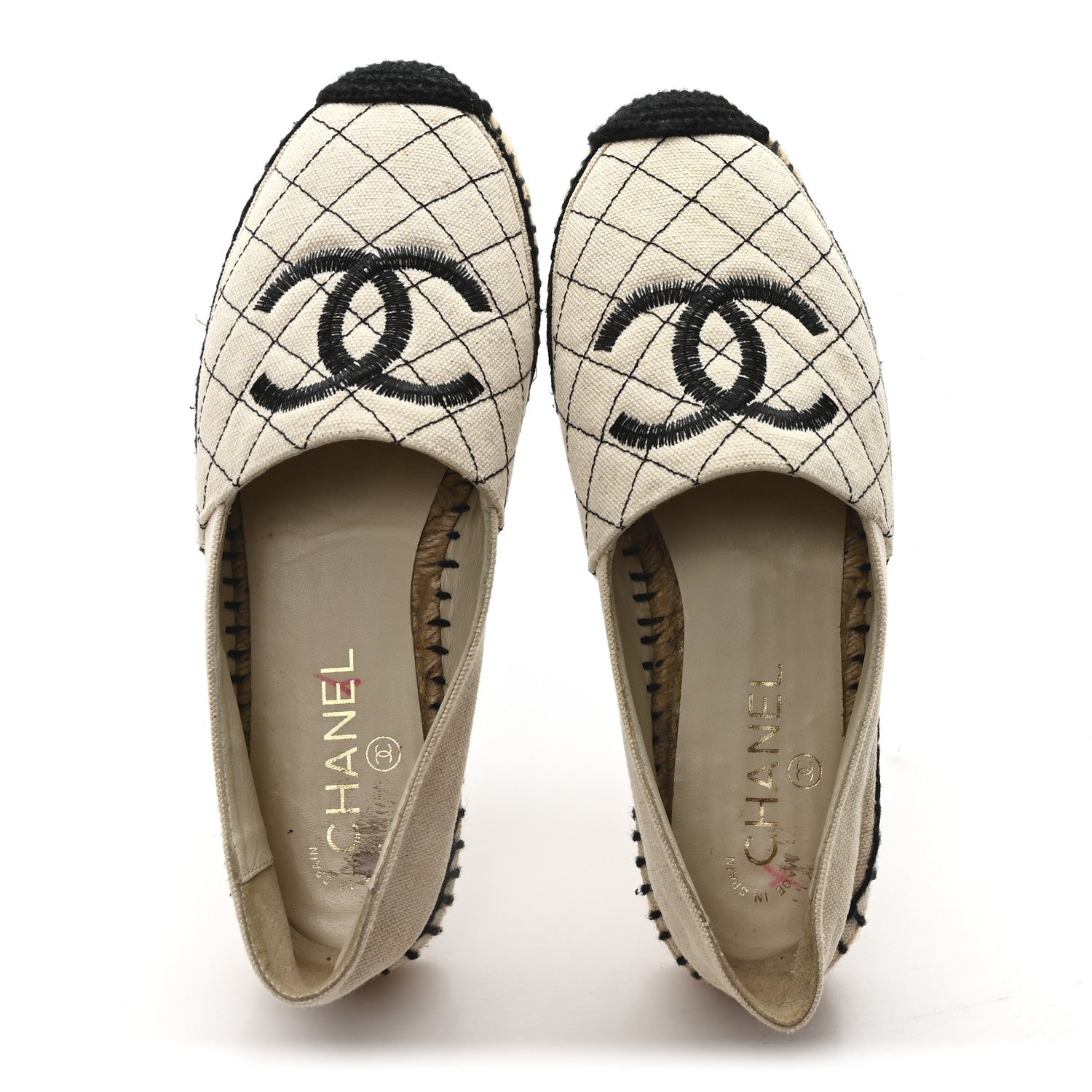 Fabric Biarritz CC Espadrilles 38 Beige Black