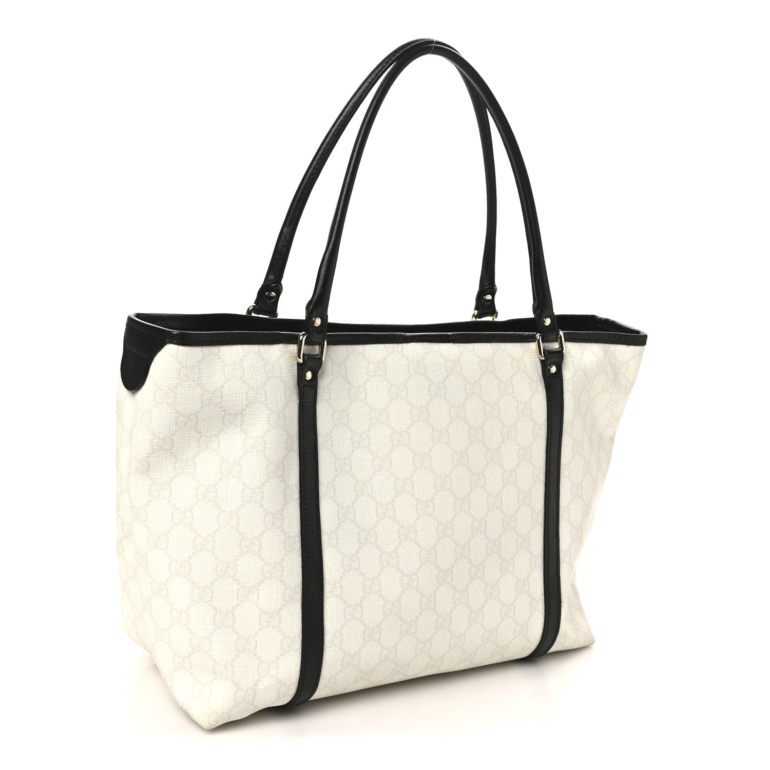 GG Plus Monogram Medium Joy Tote White Black
