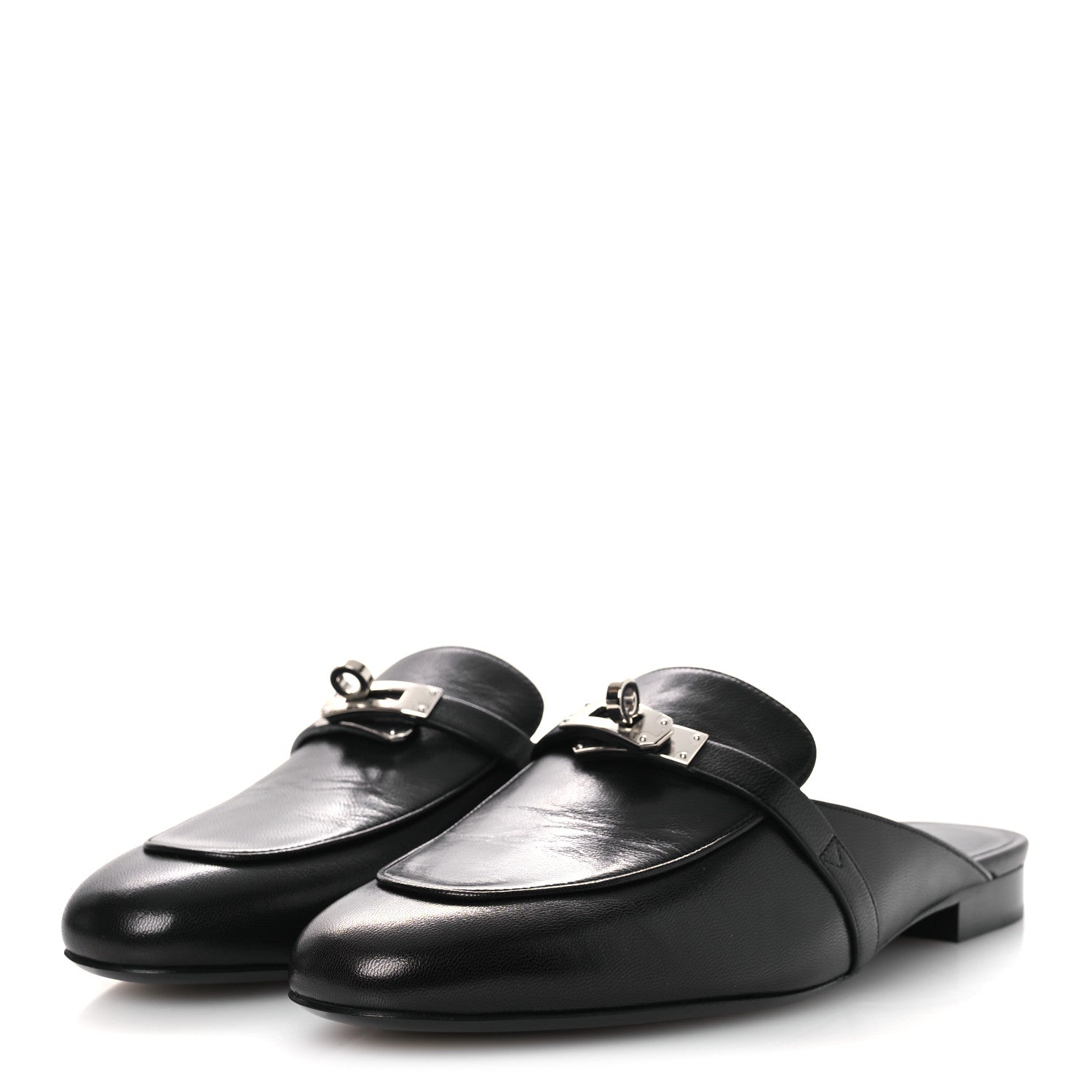 Glazed Calfskin Oz Mules 41 Black