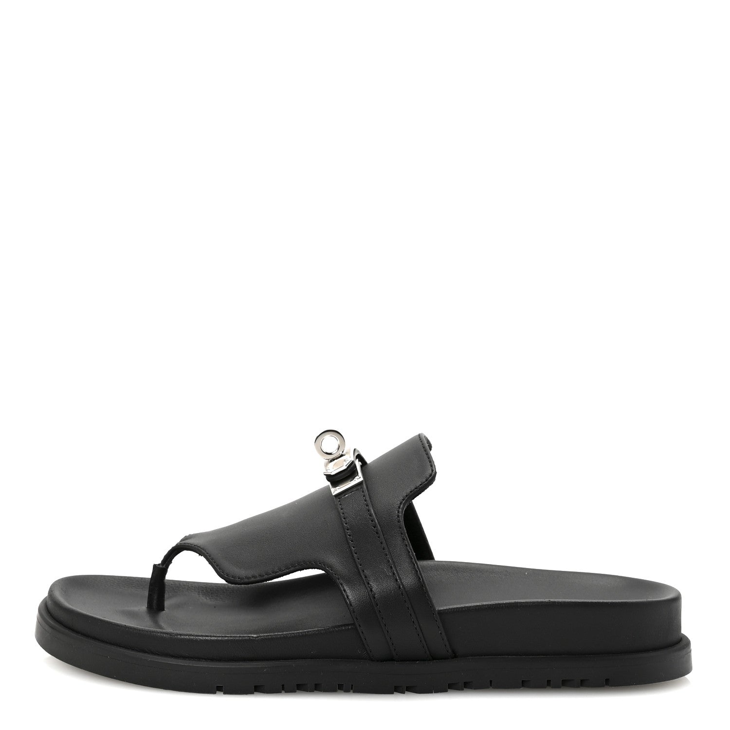 Calfskin Womens Empire Sandals 37.5 Black