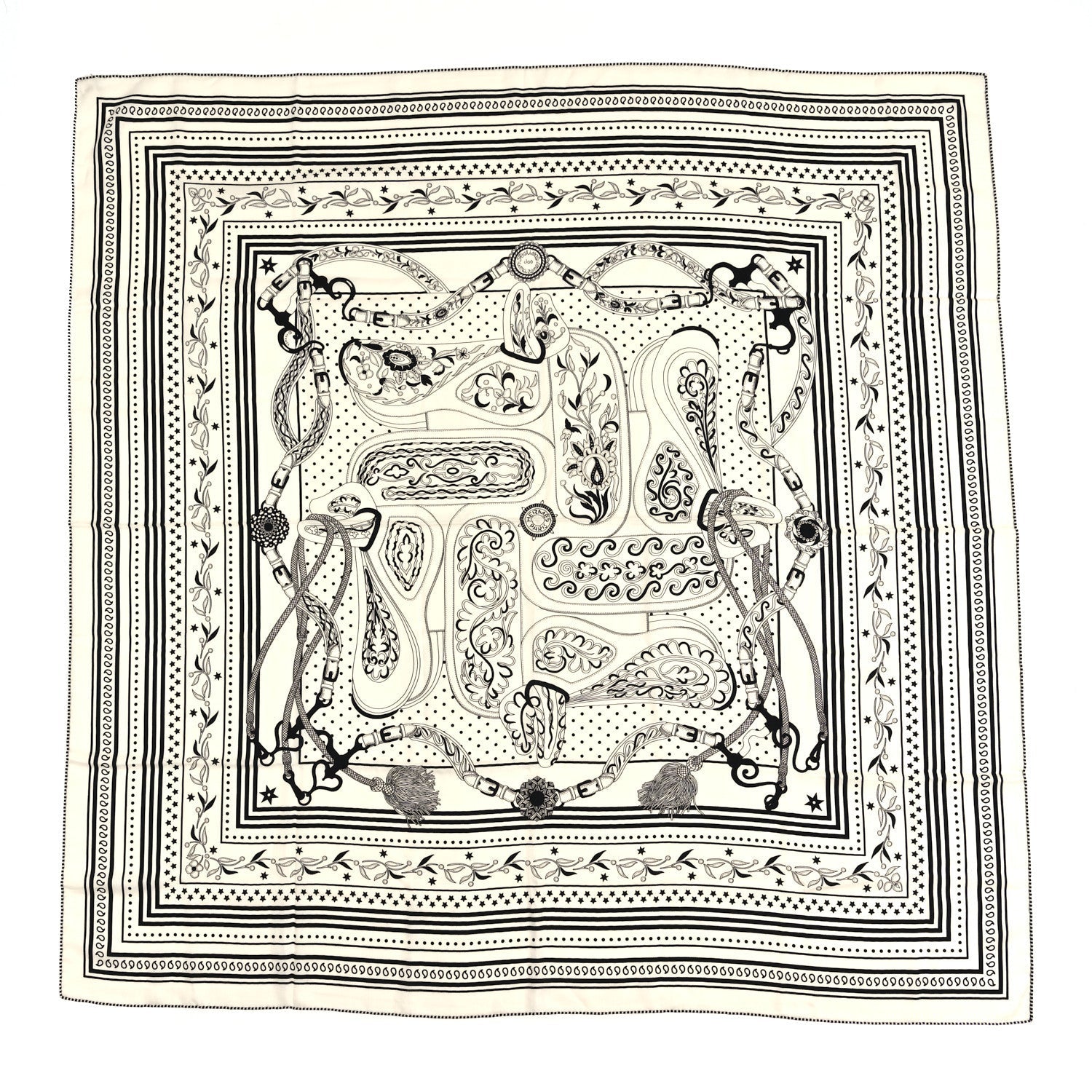 Cashmere Silk Festival Des Amazones Shawl 140 White Black