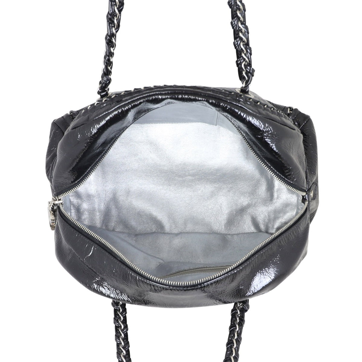 Chanel Luxe Ligne Bowler | Black Aged Patent