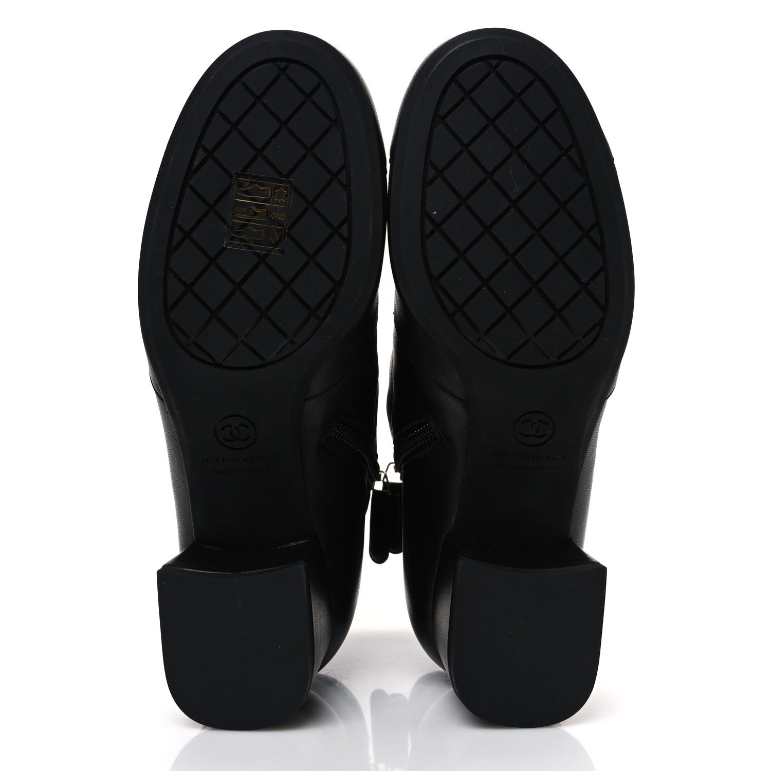Stretch Lambskin Cap Toe CC Short Boots 36.5 Black