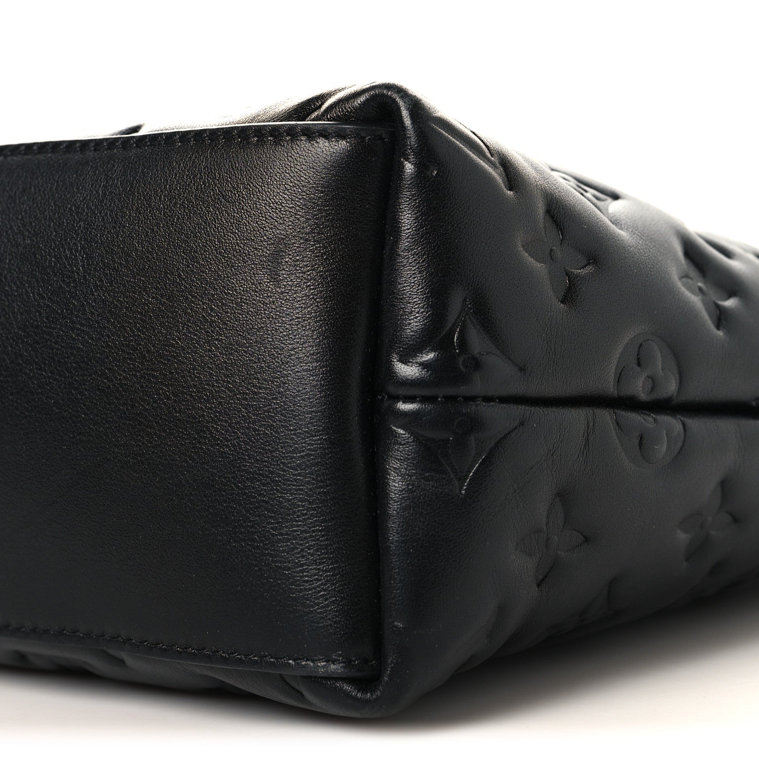 Lambskin Embossed Monogram Coussin Hobo MM Black