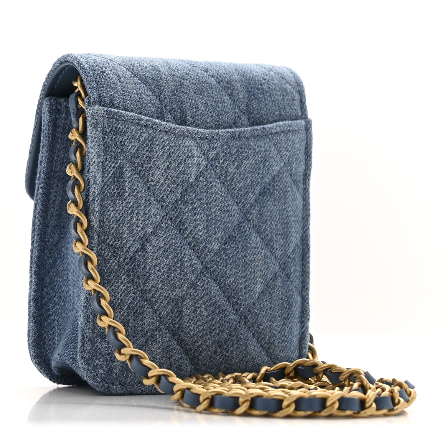 Denim Quilted Flap Mini Crossbody Blue