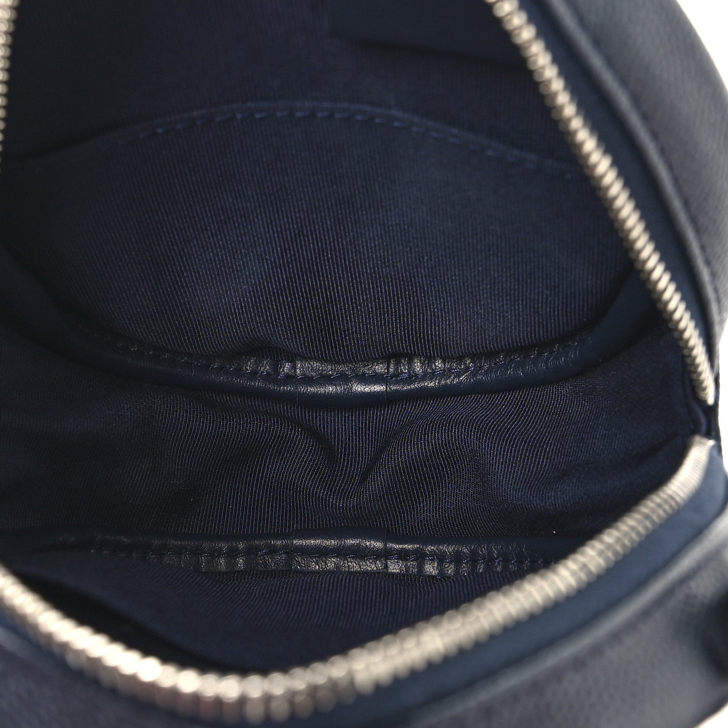 Caviar Quilted Round Clutch With Chain Navy