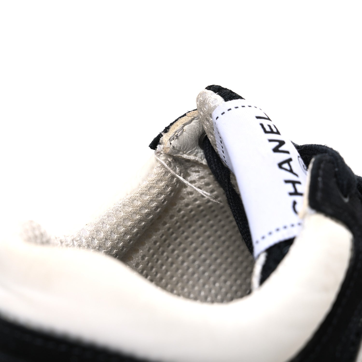 Mesh Suede Grained Calfskin Womens CC Sneakers 37.5 Black White