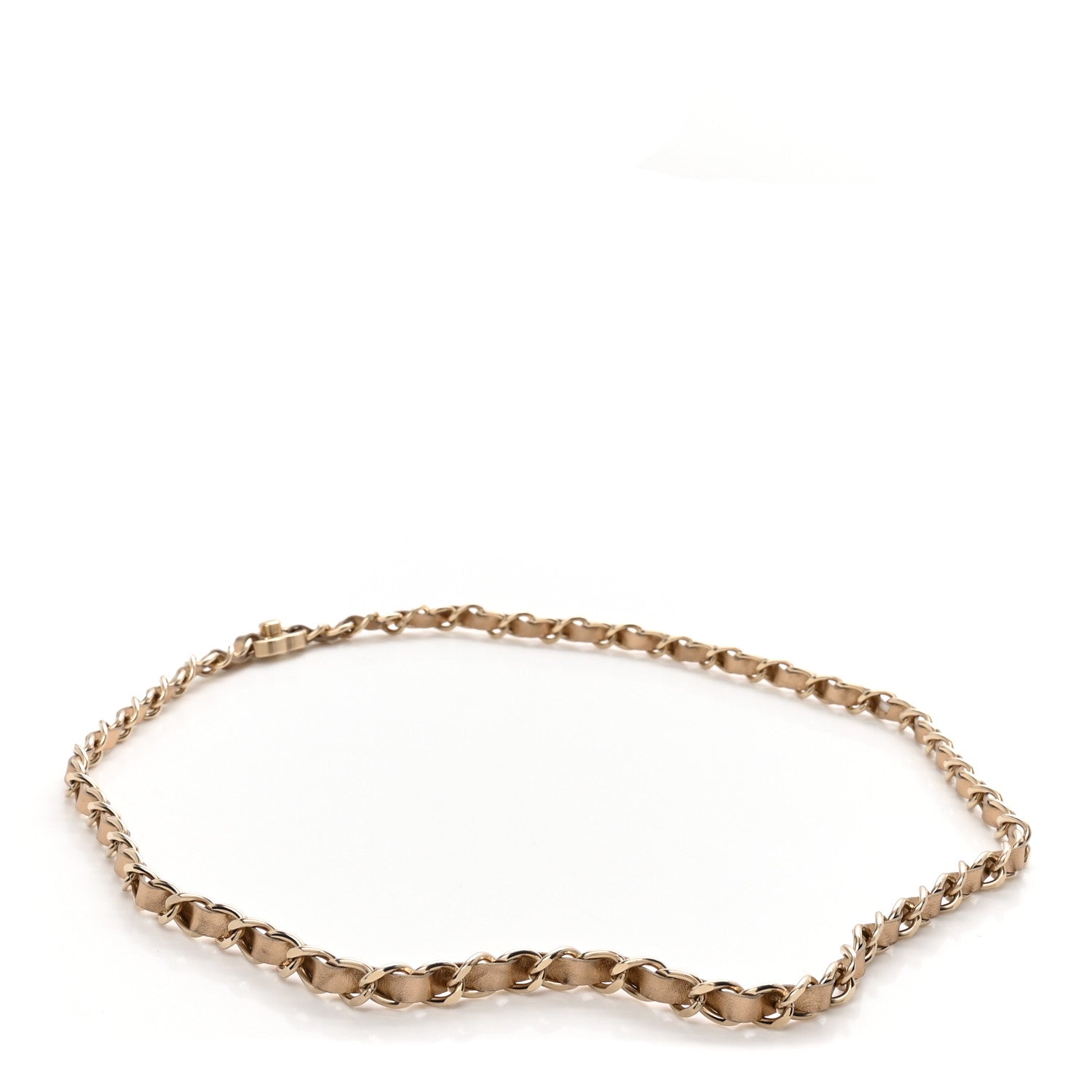 Metallic Lambskin CC Turnlock Chain Belt Gold