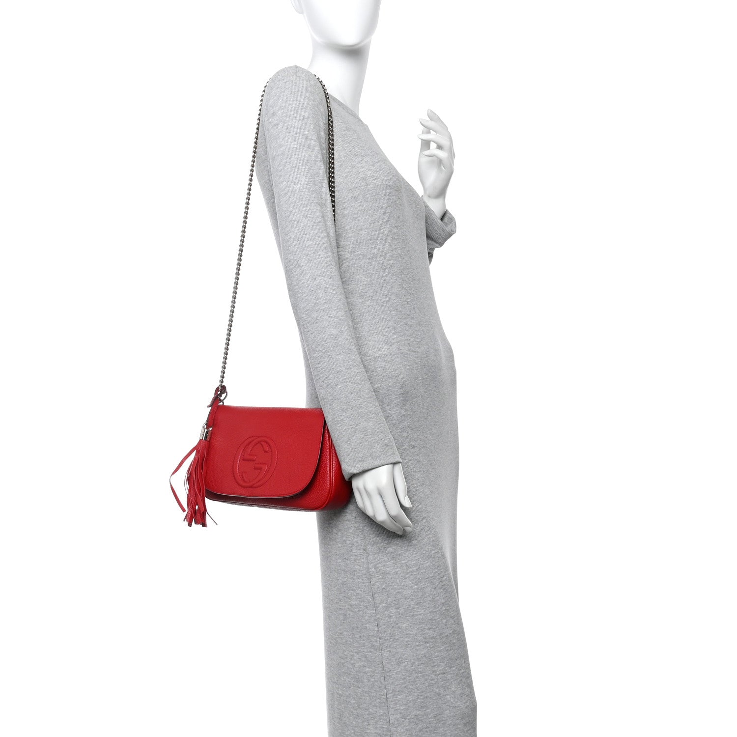 Pebbled Calfskin Medium Soho Flap Crossbody Vibrant Red