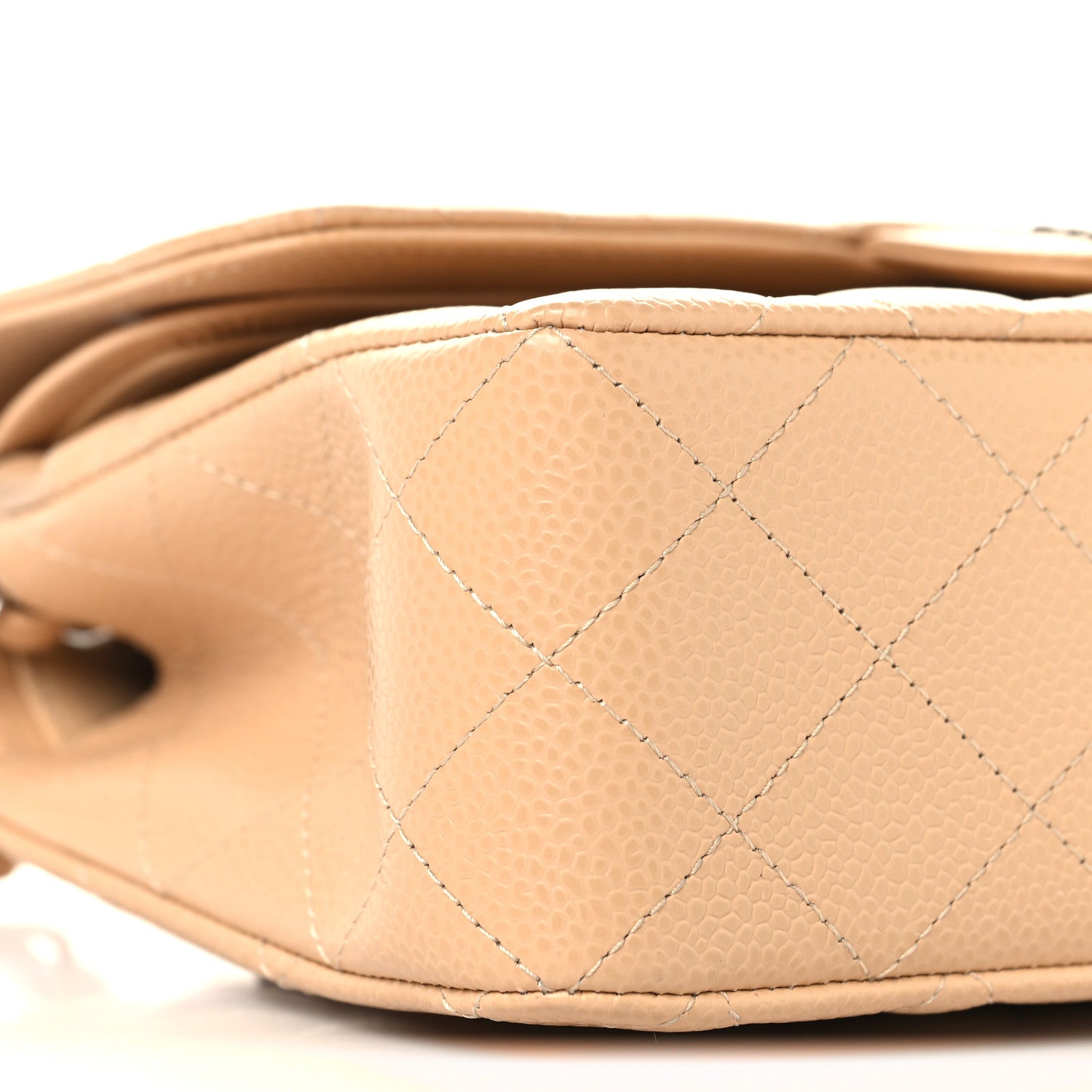 Caviar Quilted Small Double Flap Beige