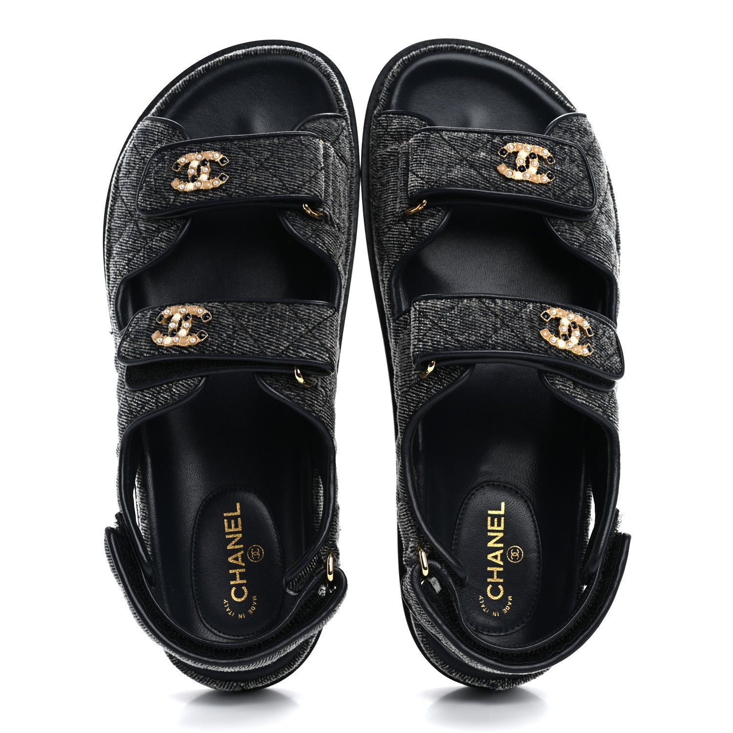 Velvet Velcro Dad Sandals 38.5 Grey