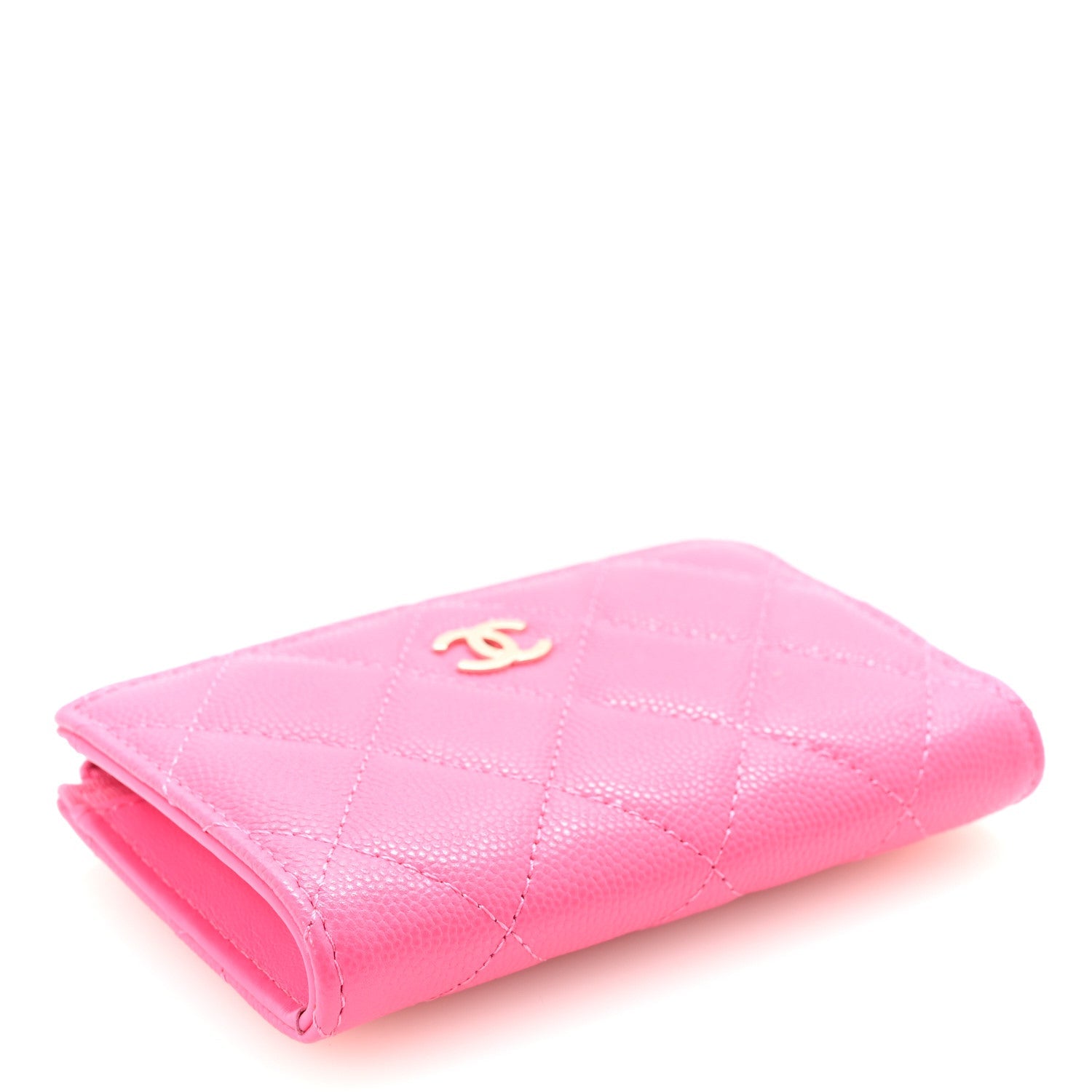 Caviar Quilted Zipped Key Holder Case Pink