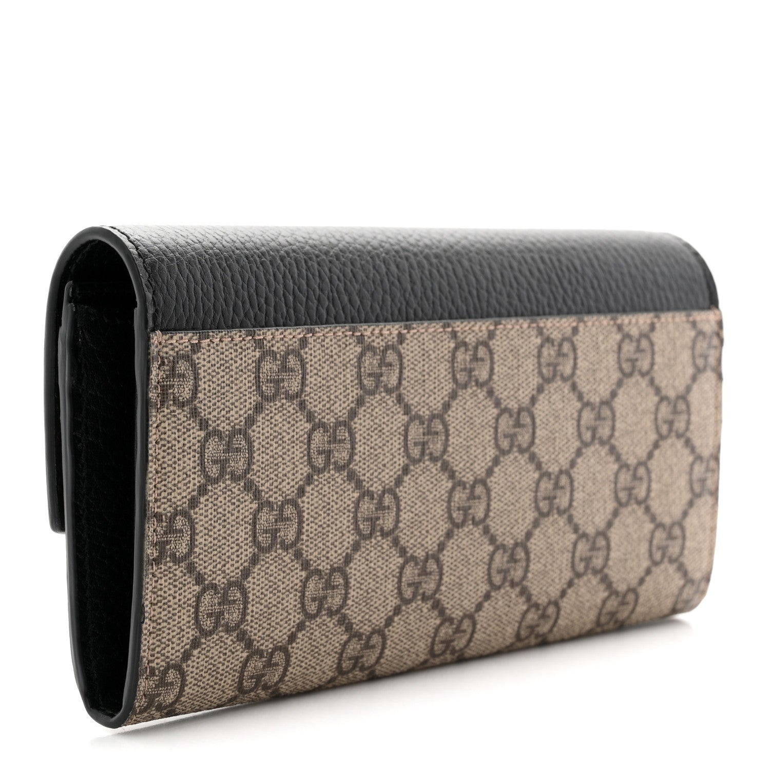 Dollar Calfskin GG Supreme Monogram GG Marmont Continental Wallet Black Beige Ebony
