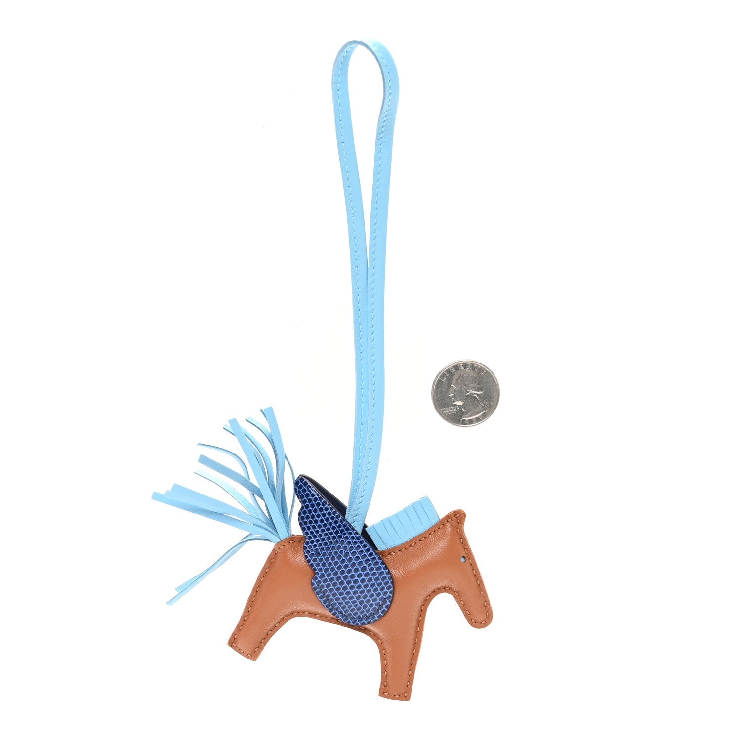 Milo Lambskin Lizard Touch Grigri Rodeo Pegase Horse Bag Charm PM Gold Bleu Celeste Bleu Saphir