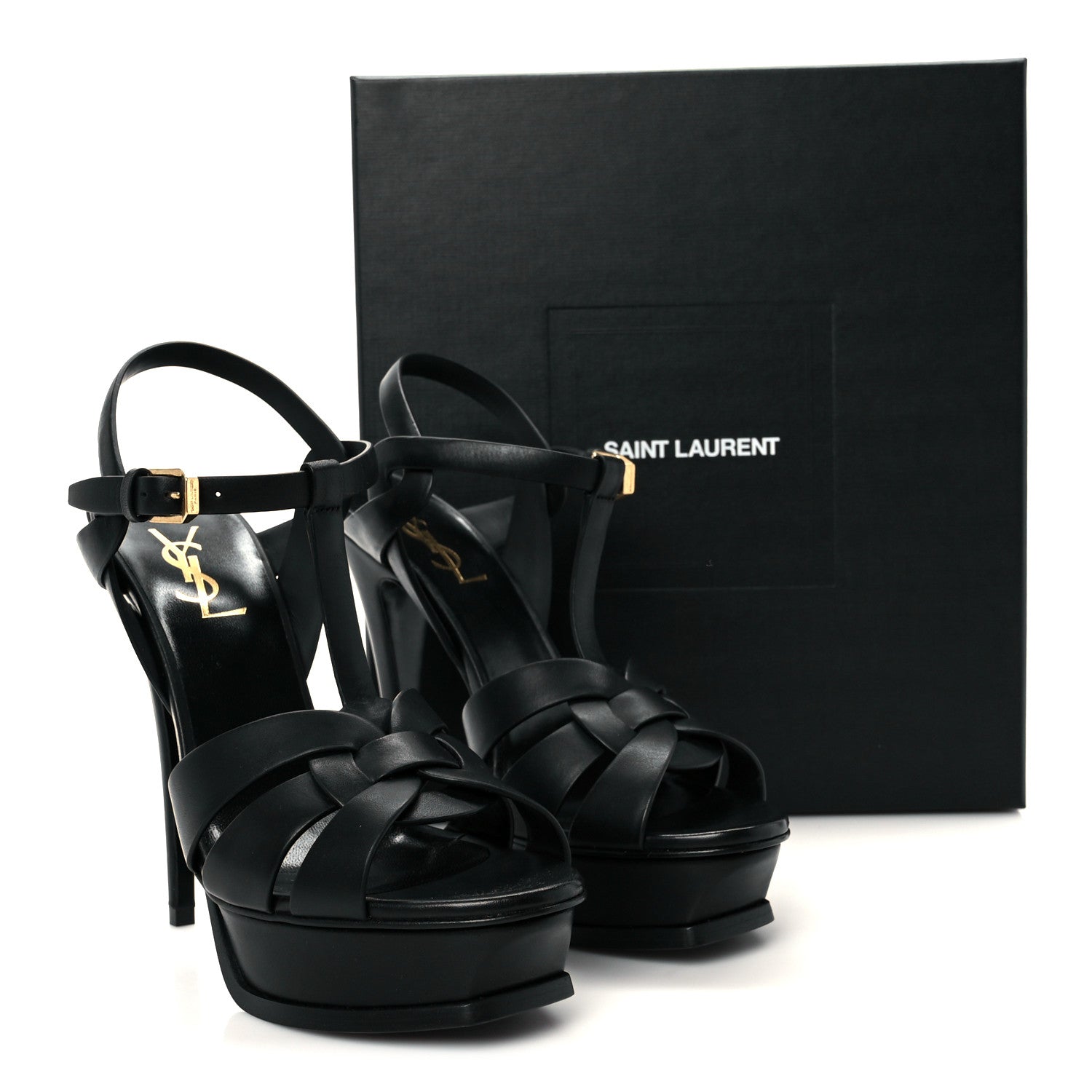 Calfskin Tribute 105 Platform Sandals 38.5 Black