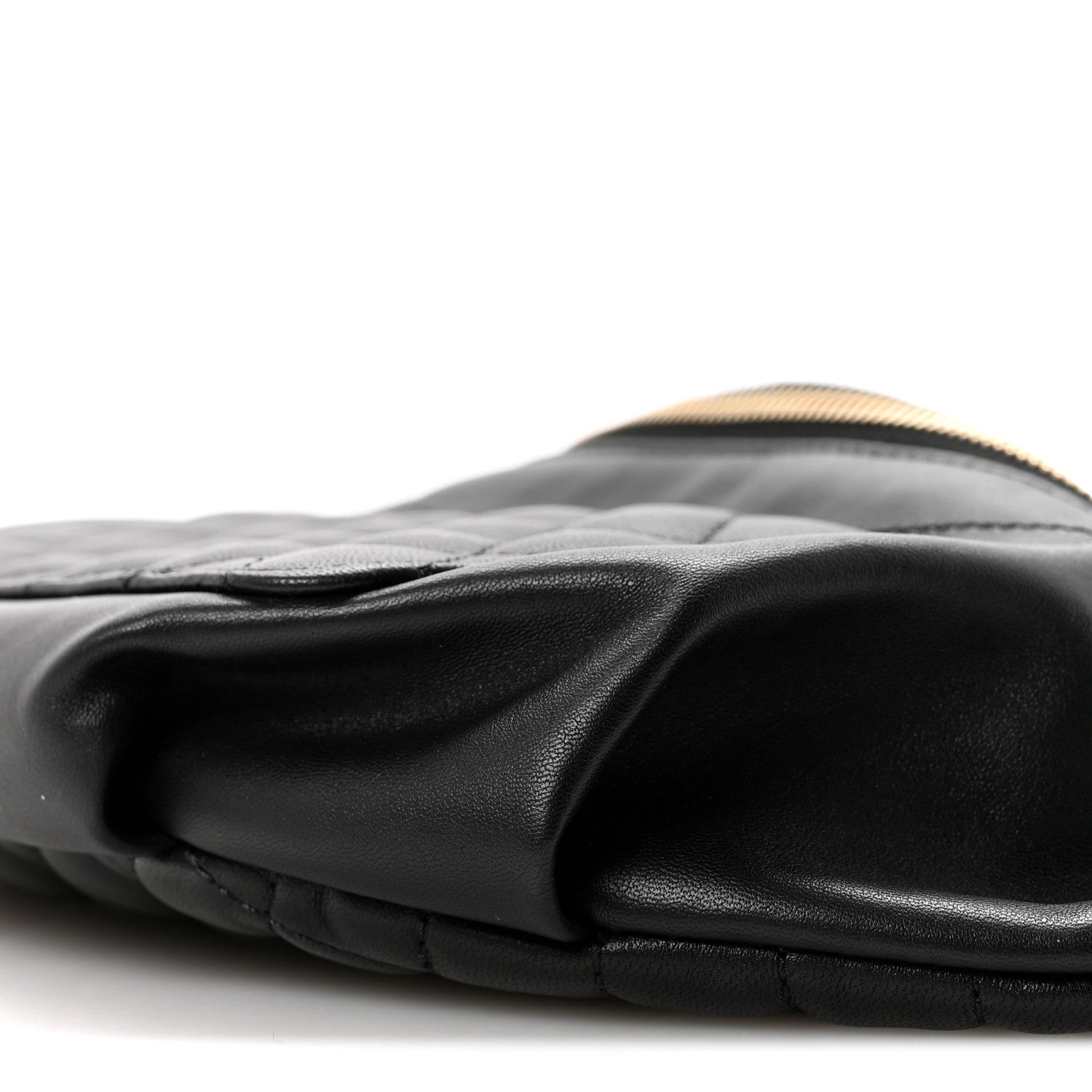 Lambskin Quilted Waist Bag Fanny Pack Black