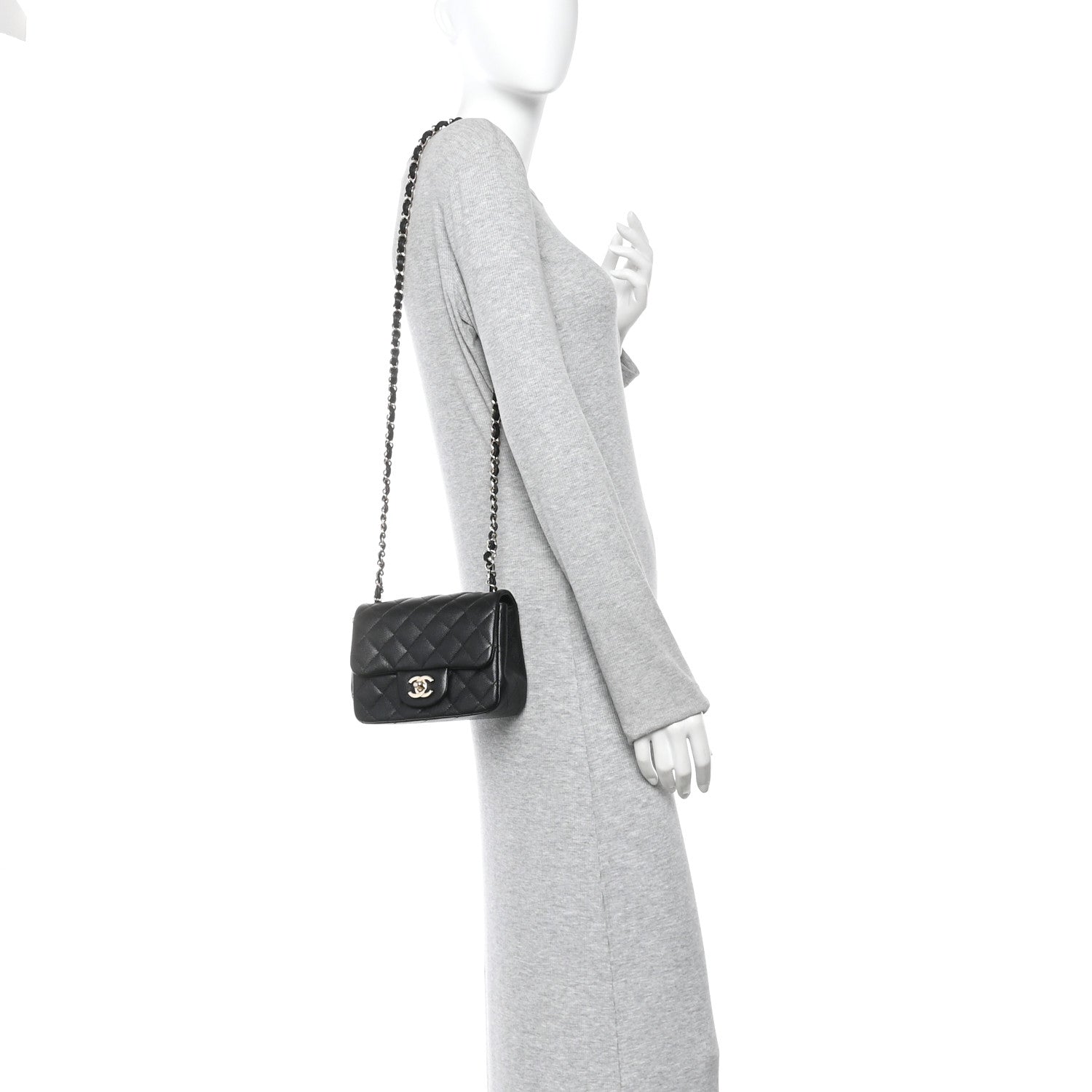Caviar Quilted Mini Square Flap Black