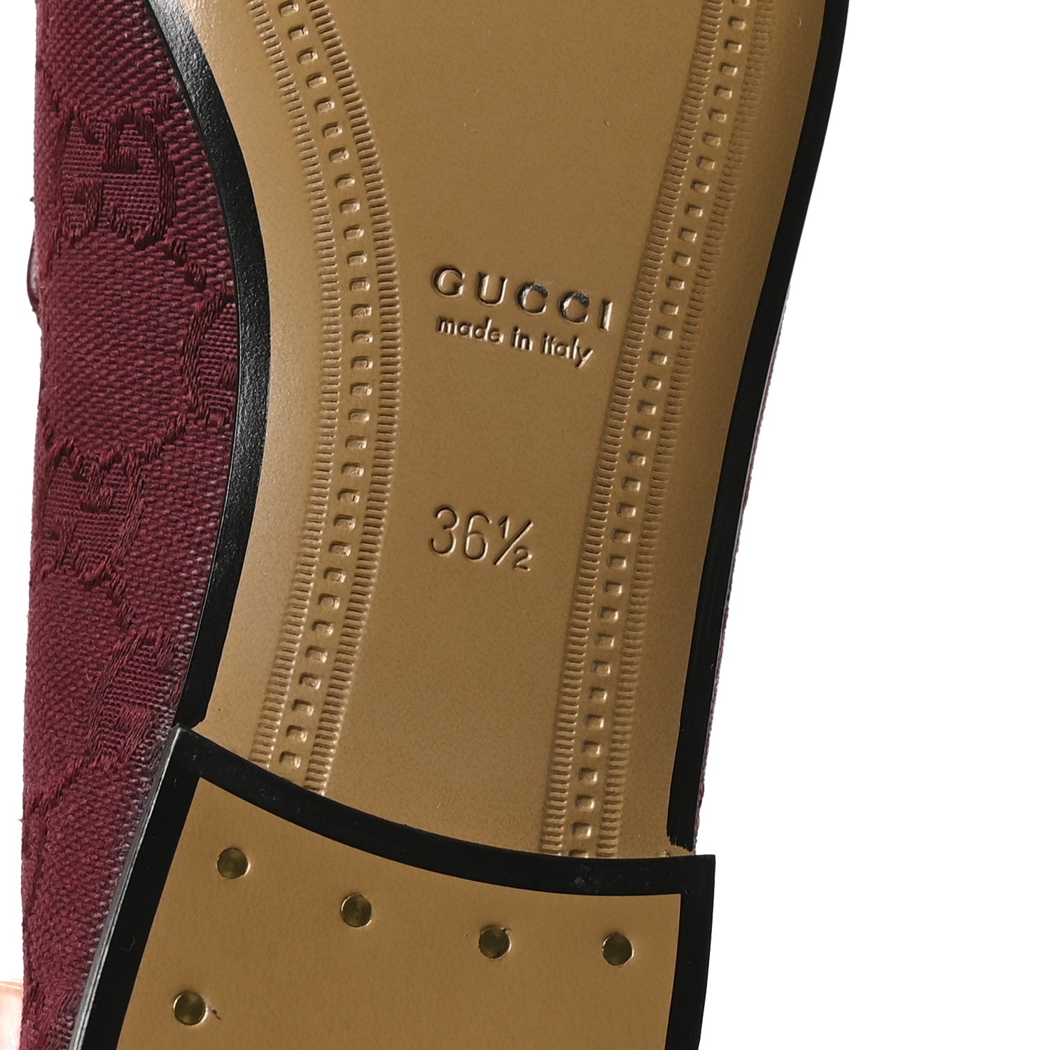 New Canvas GG Monogram Malaga Kid Horsebit Womens Jordaan Loafers 36.5 Rosso Ancora