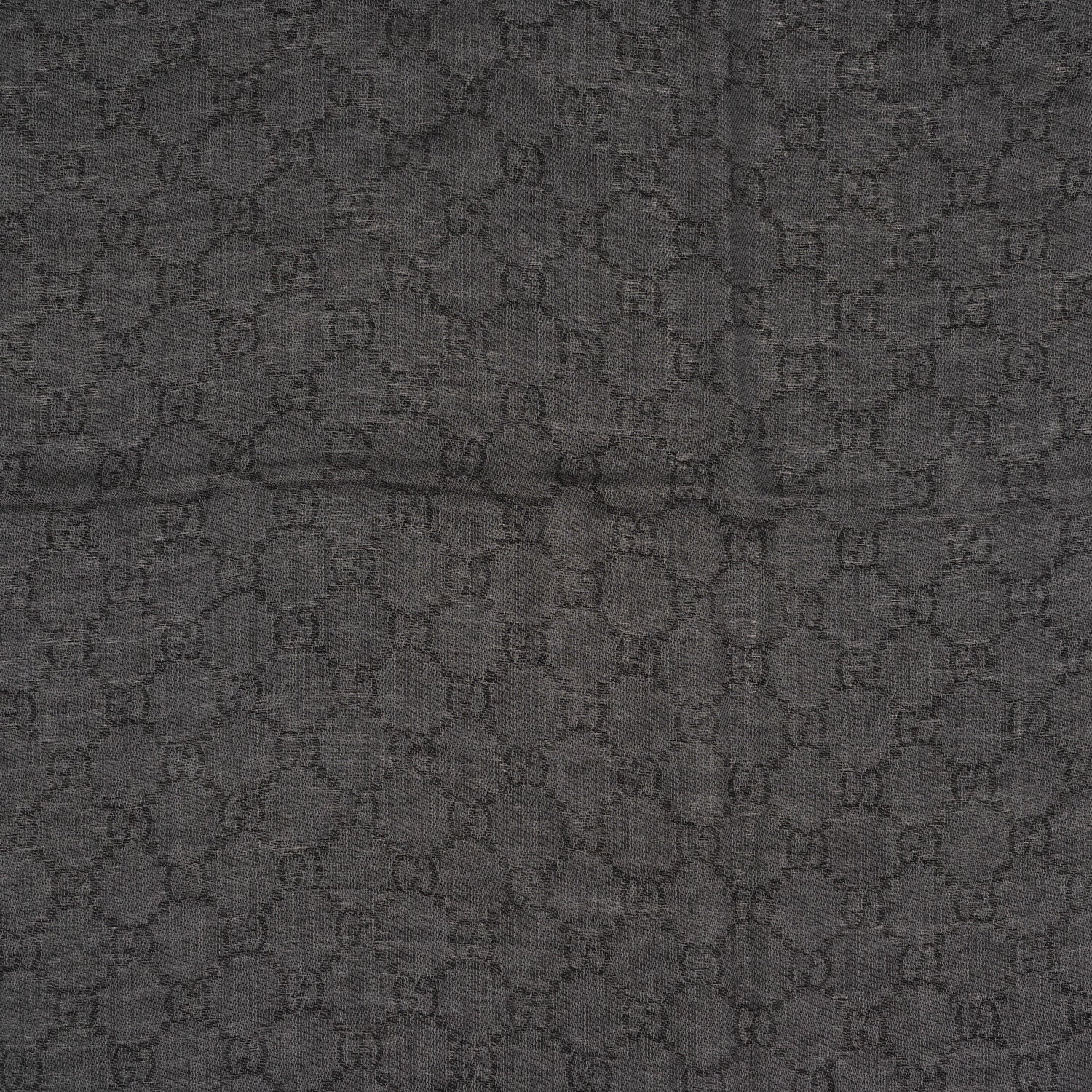 Wool Silk GG Monogram Diamante Plaid Surviee Shawl Graphite Black
