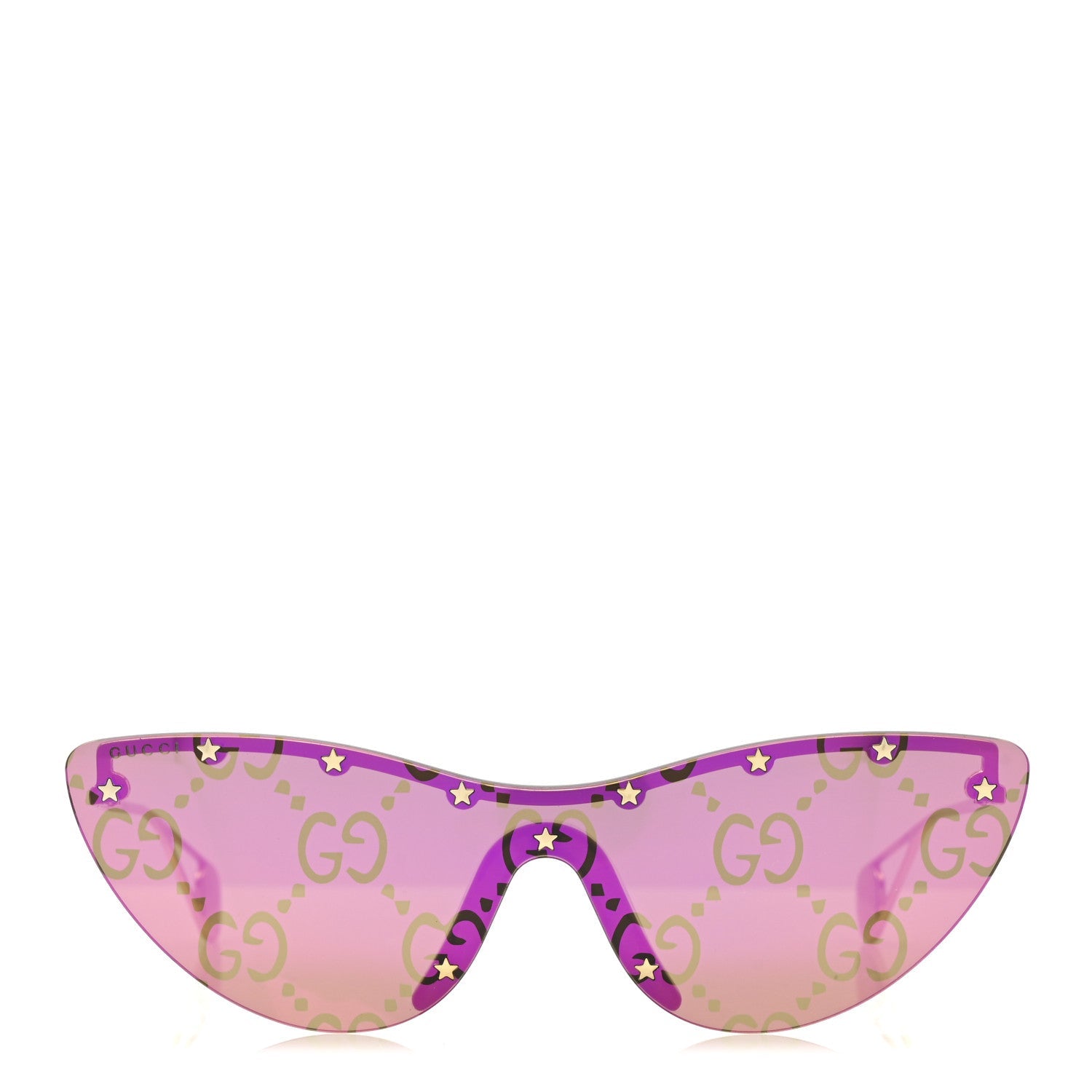 Metal Rimless Star Studded Monogram 90mm Cat Eye GG0666S Sunglasses Mirror Purple