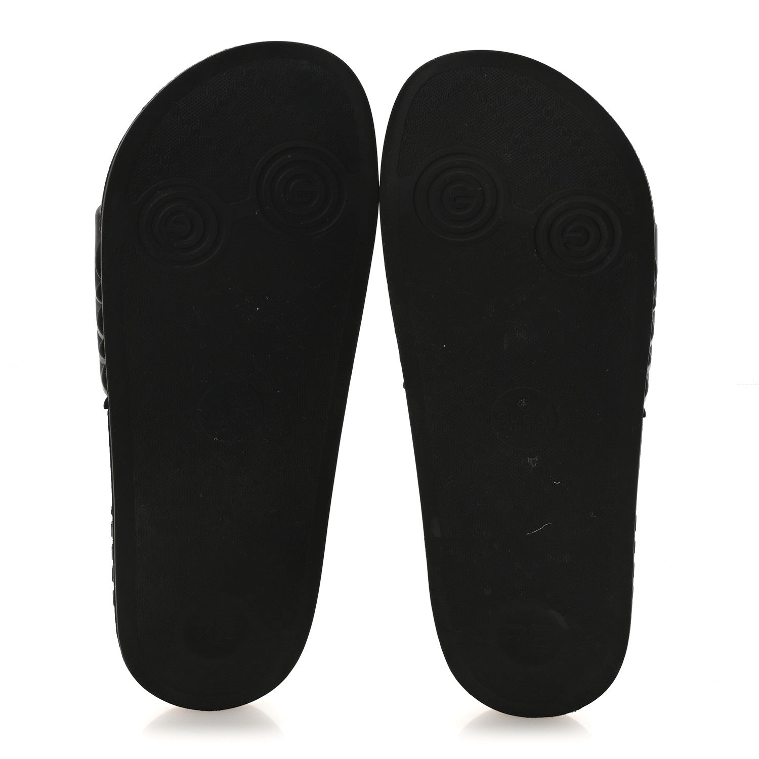 Rubber Matelasse Interlocking G Mens Slide Sandals 6 Black