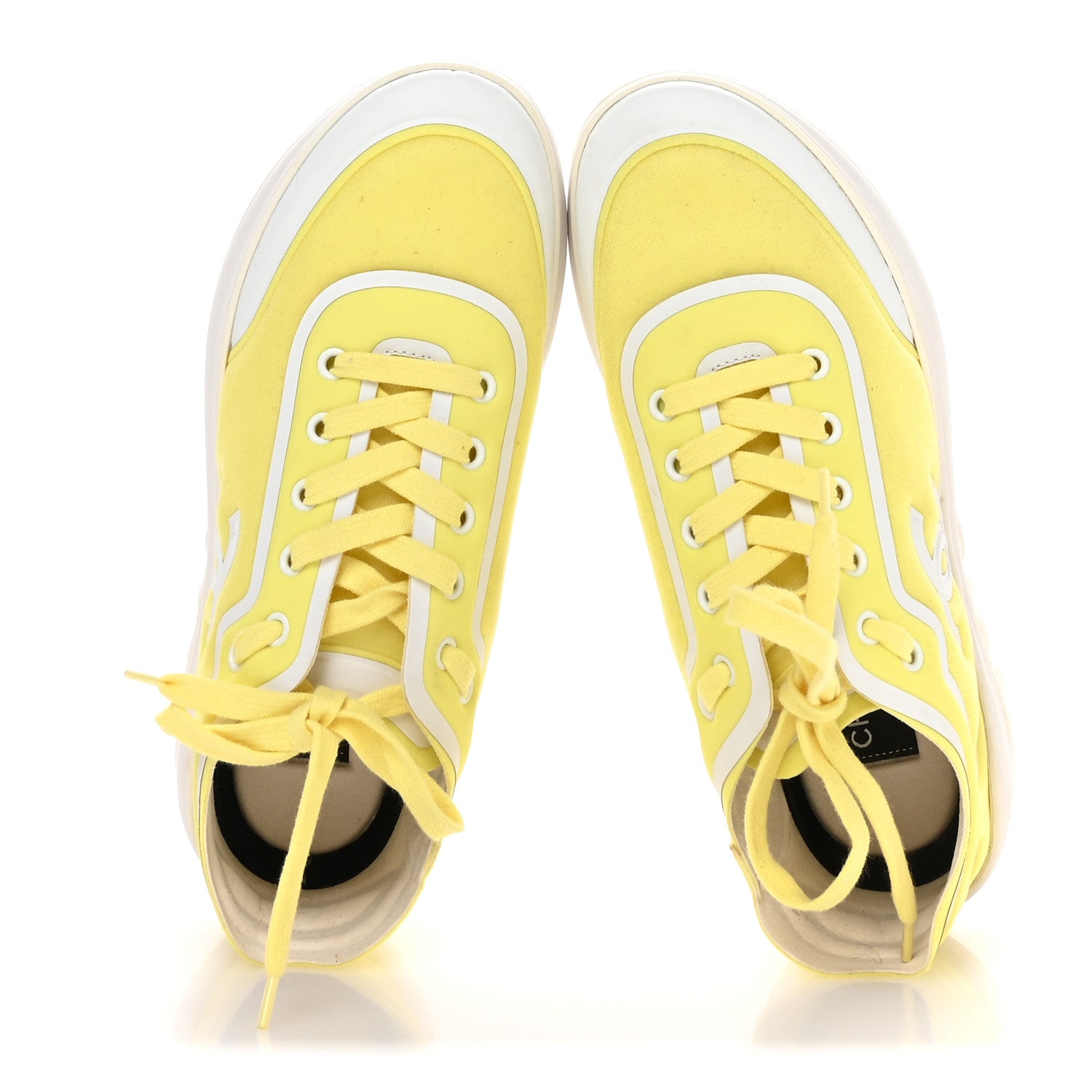 Calfskin Mesh Lycra Logo Sneakers 39.5 Yellow