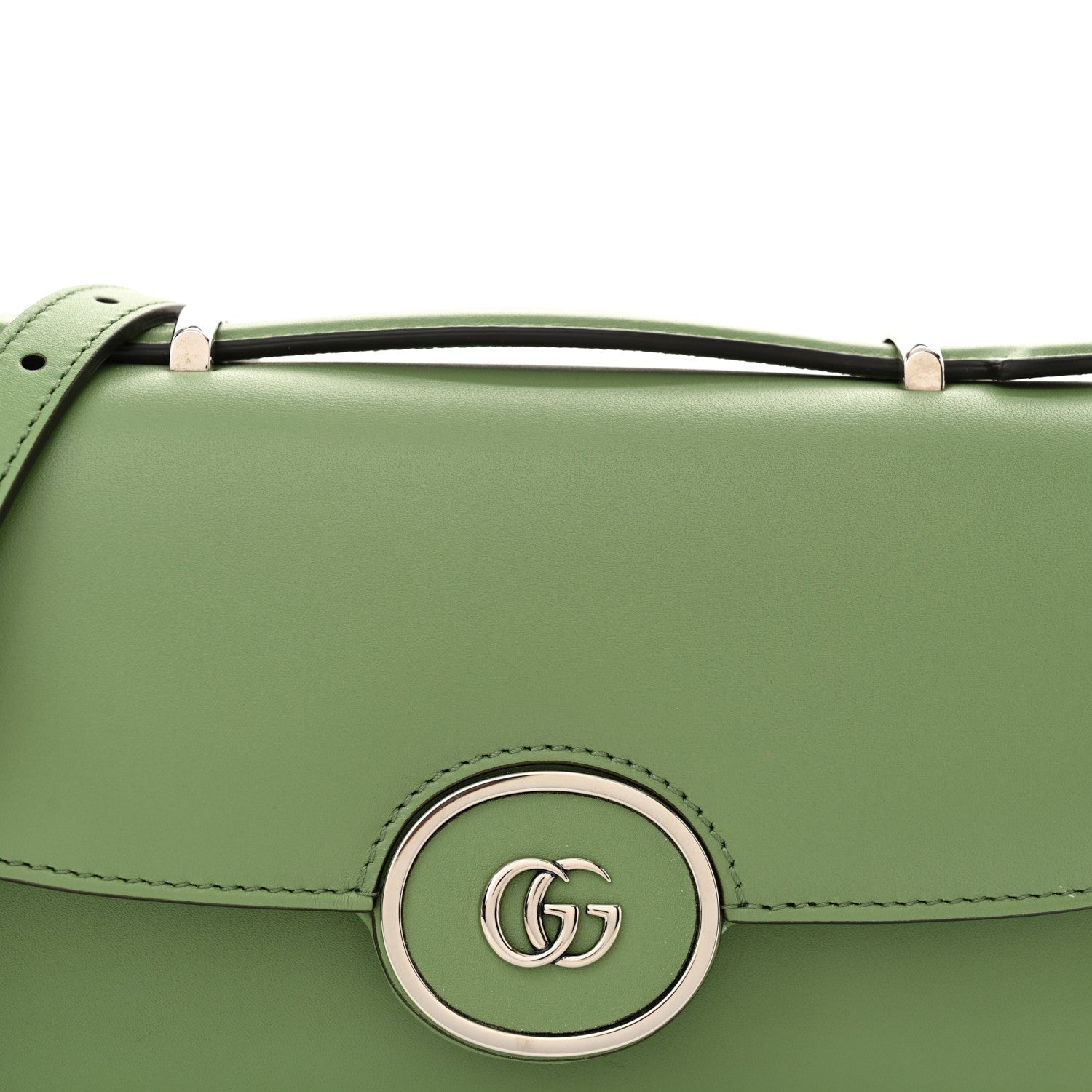 Senna Calfskin Petite GG Top Handle Shoulder Bag Green Soil Grass