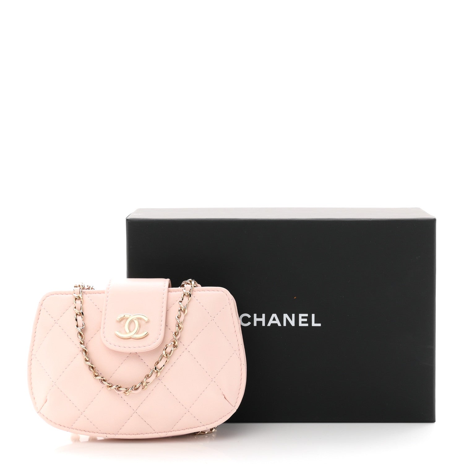 Lambskin Quilted Mini CC Chain Bag Light Pink