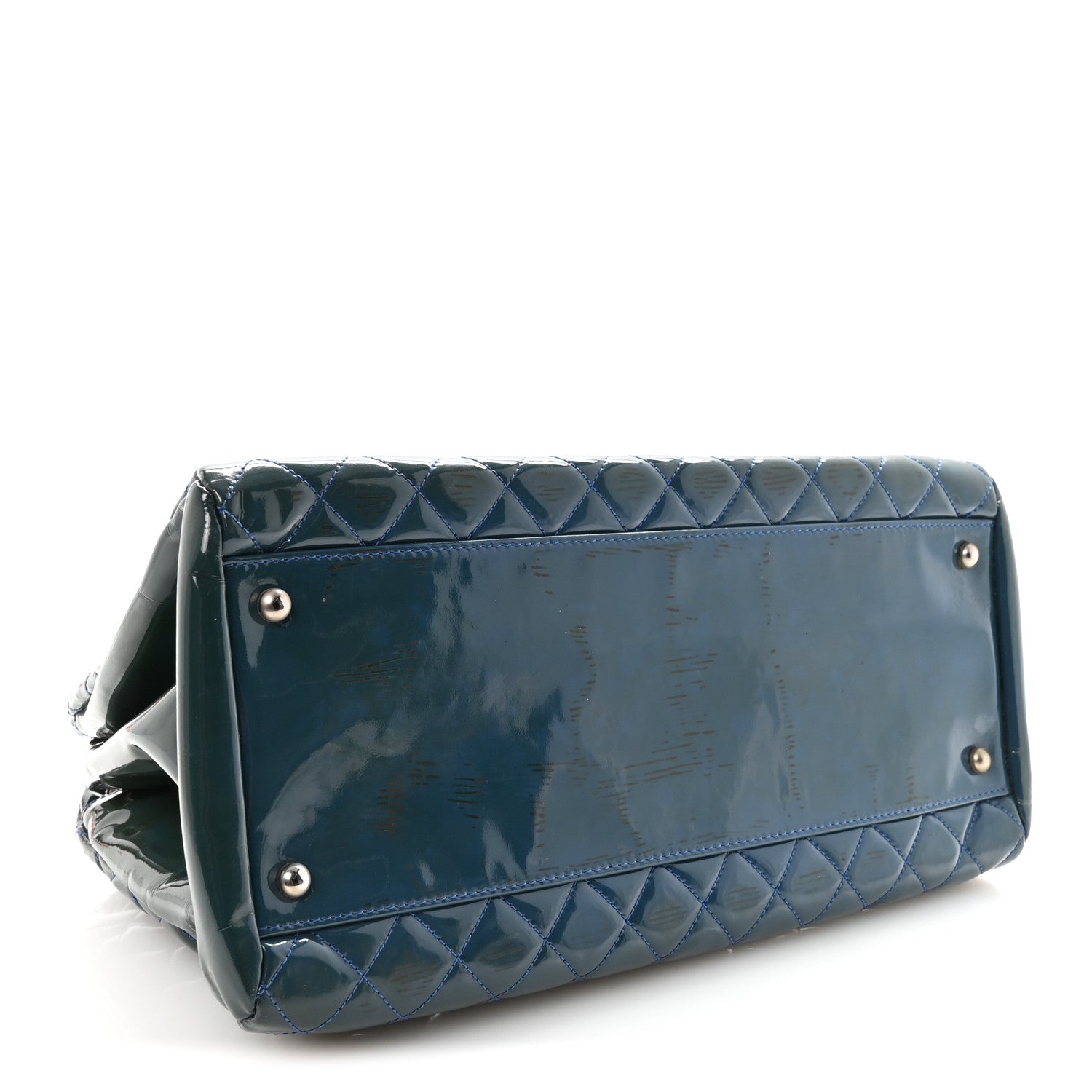 Patent Quilted Large Just Mademoiselle Bowling Bag Dark Blue