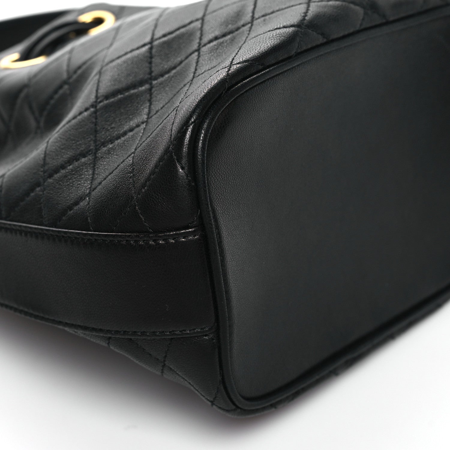 Lambskin Quilted Small Cassandre Bucket Bag Black