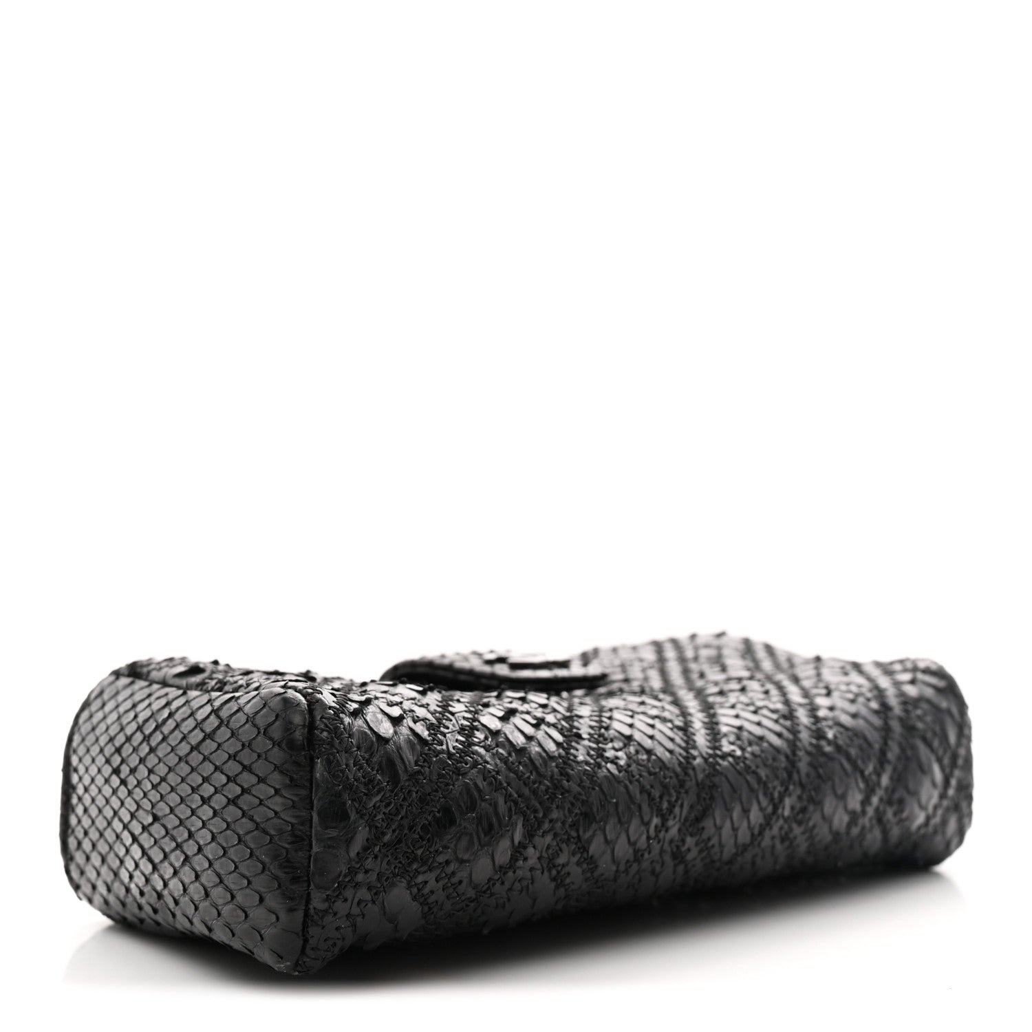 Snakeskin Quilted Phone Holder Clutch Black