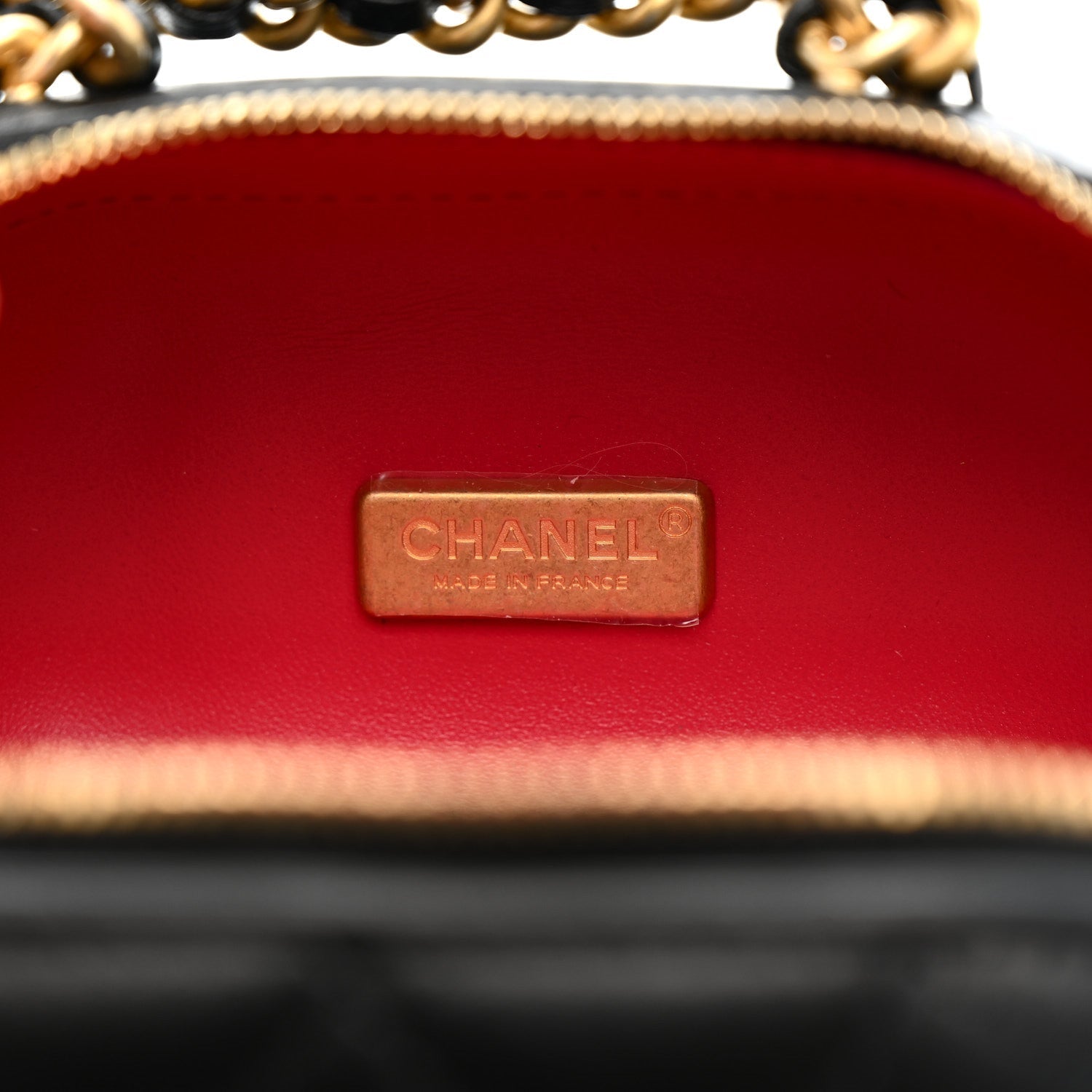 Lambskin Quilted CC Bubble Vanity Case With Chain Black