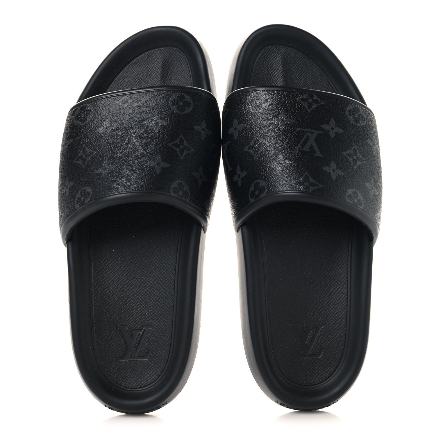 Rubber Monogram Eclipse Mens Waterfront Mules 12 Black