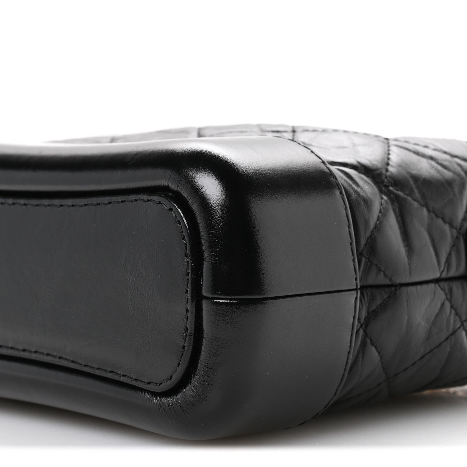 Aged Calfskin Quilted Small Gabrielle Hobo Black