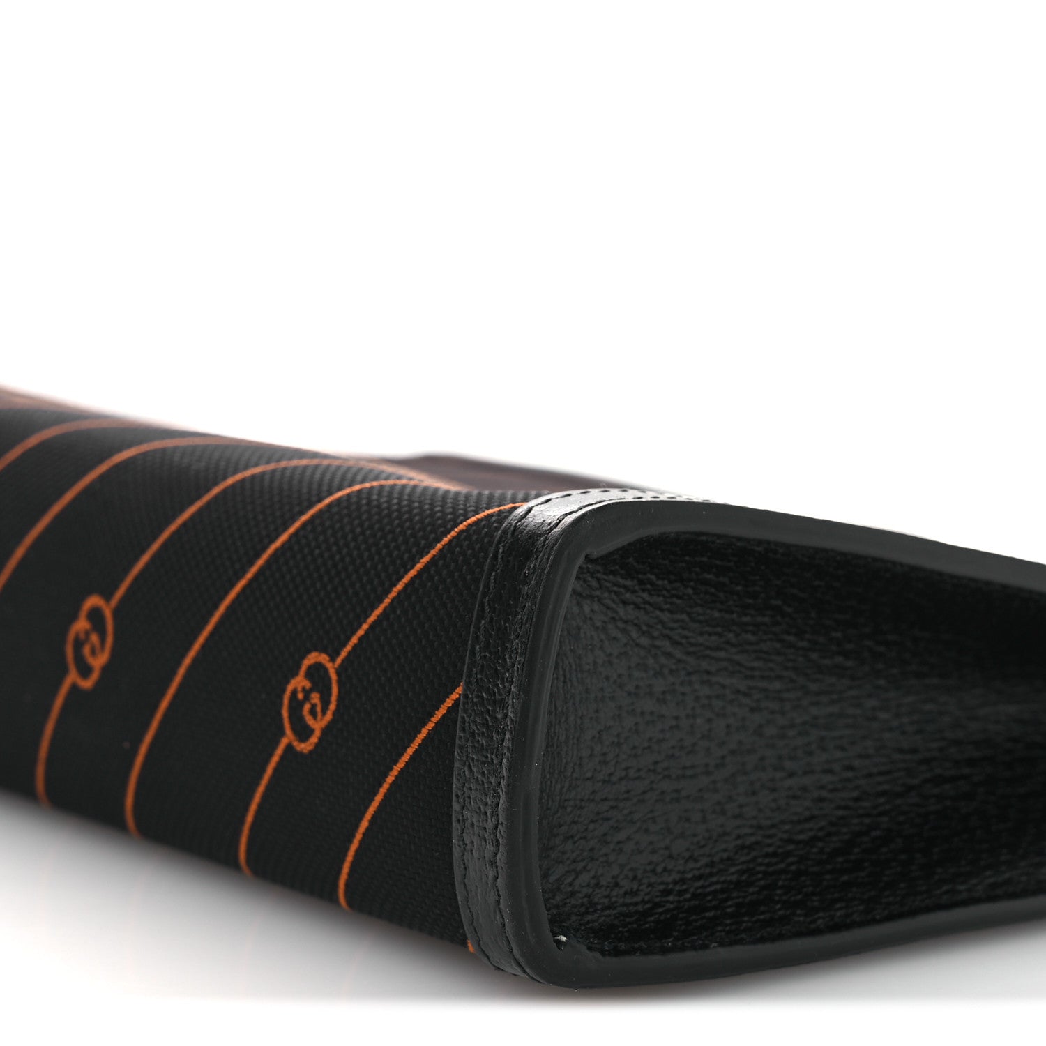 Canvas Diagonal Interlocking G Zip Pouch Black Orange