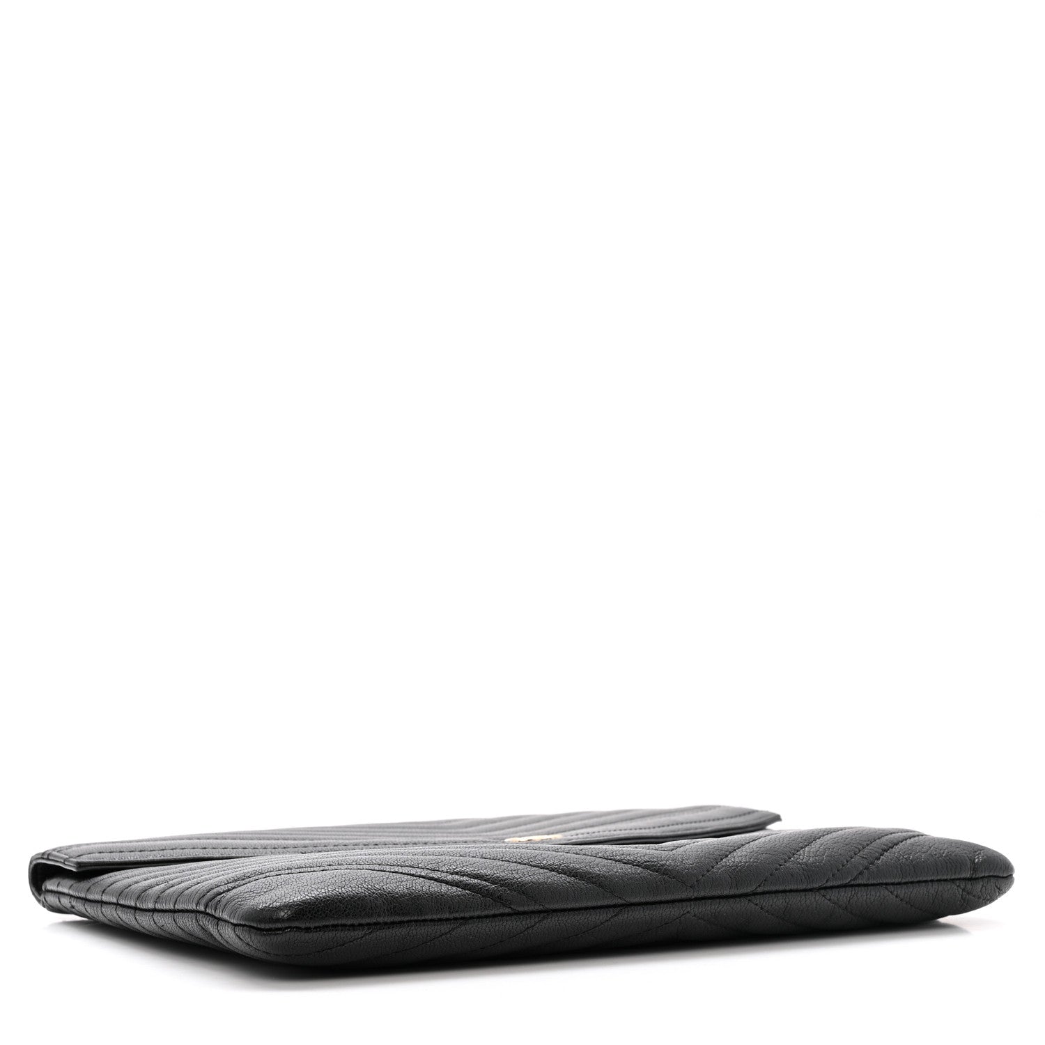 Sheepskin Chevron Quilted Small Envelope Clutch Black