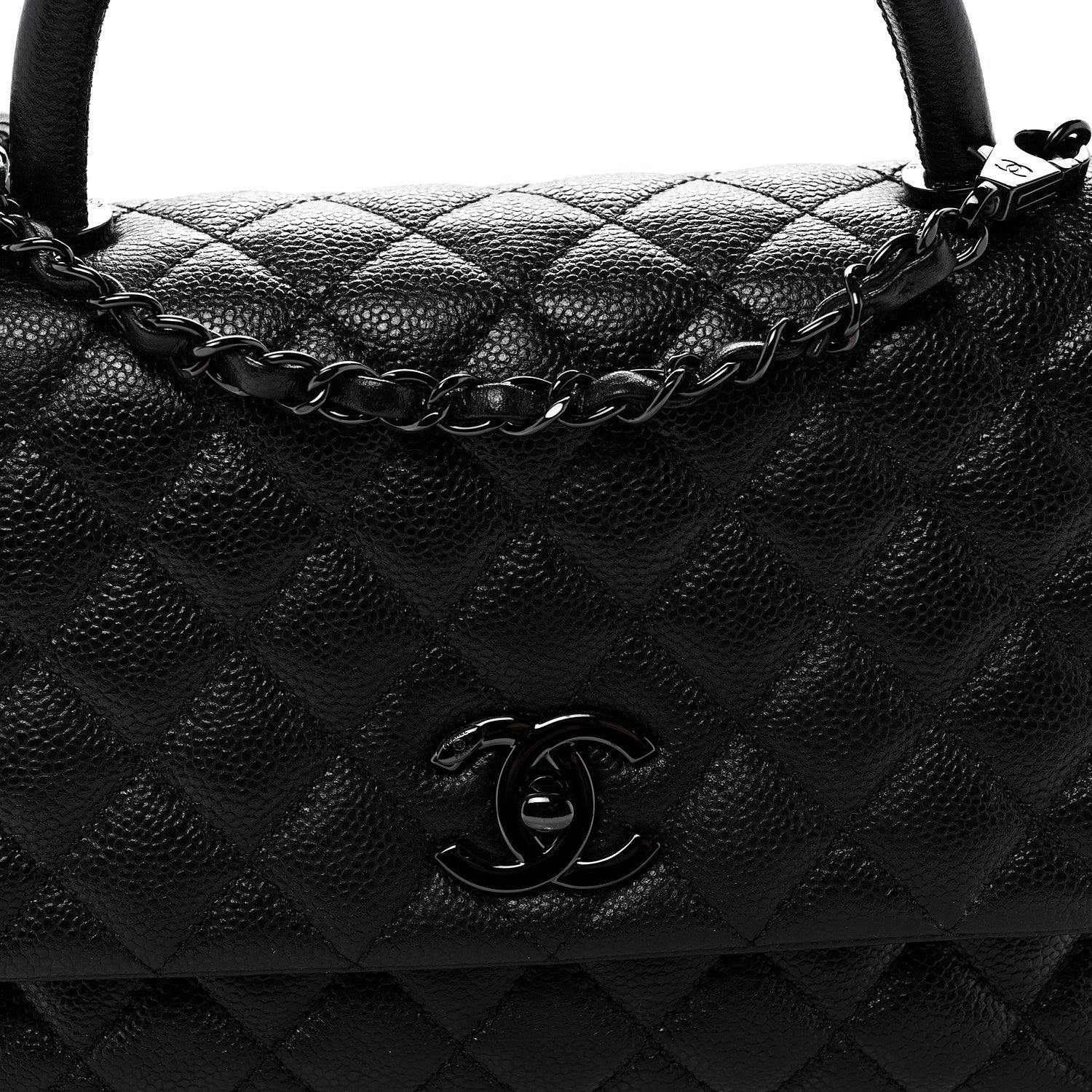 Caviar Quilted Small Coco Handle Flap So Black