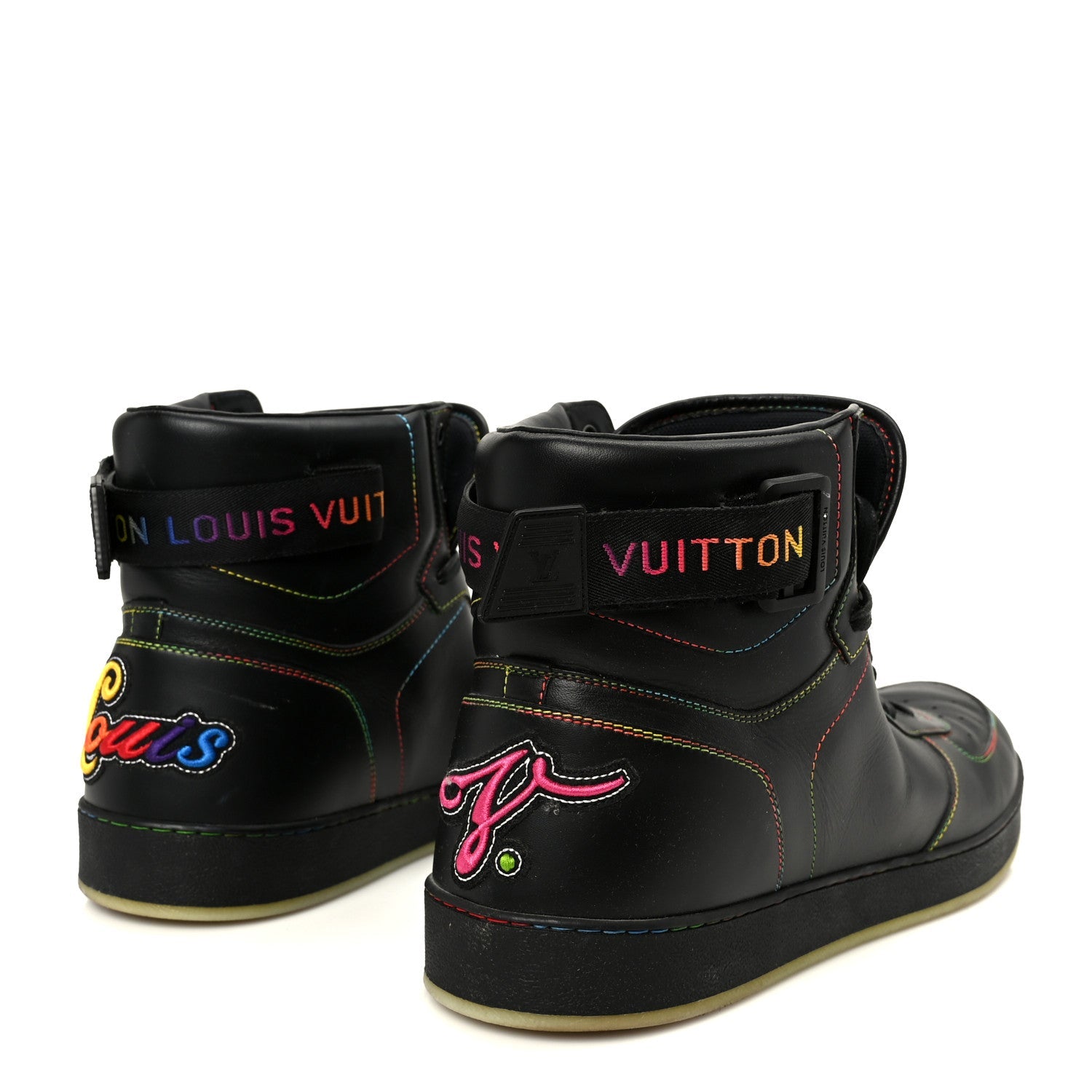 Calfskin Rivoli High Top Sneakers 12 Black Multicolor