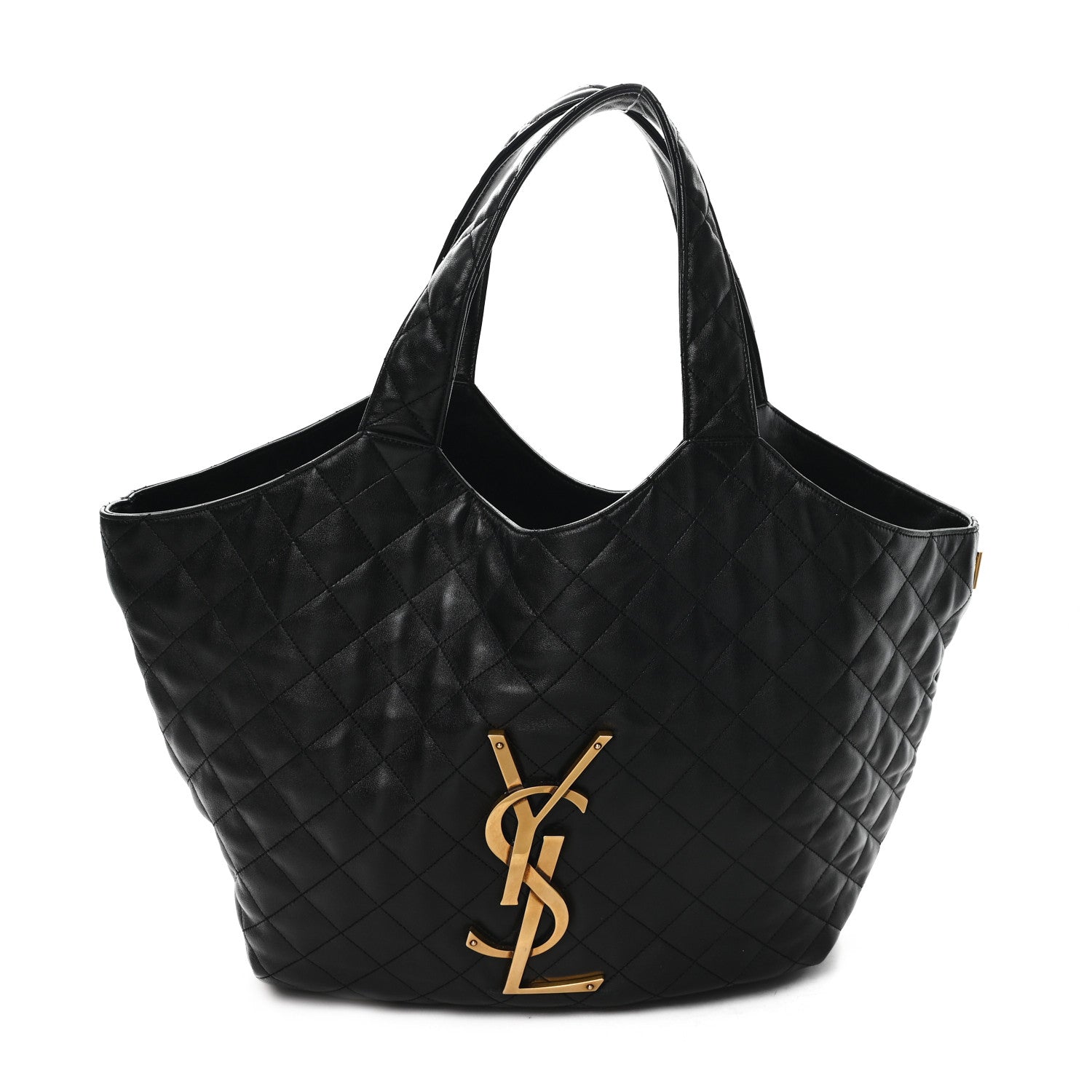 Lambskin Quilted Maxi Icare Shopping Tote Black