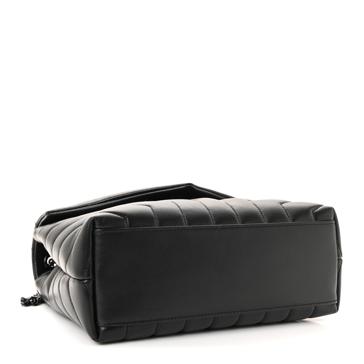 Calfskin Y Quilted Monogram Monochrome Small Loulou Chain Satchel Black