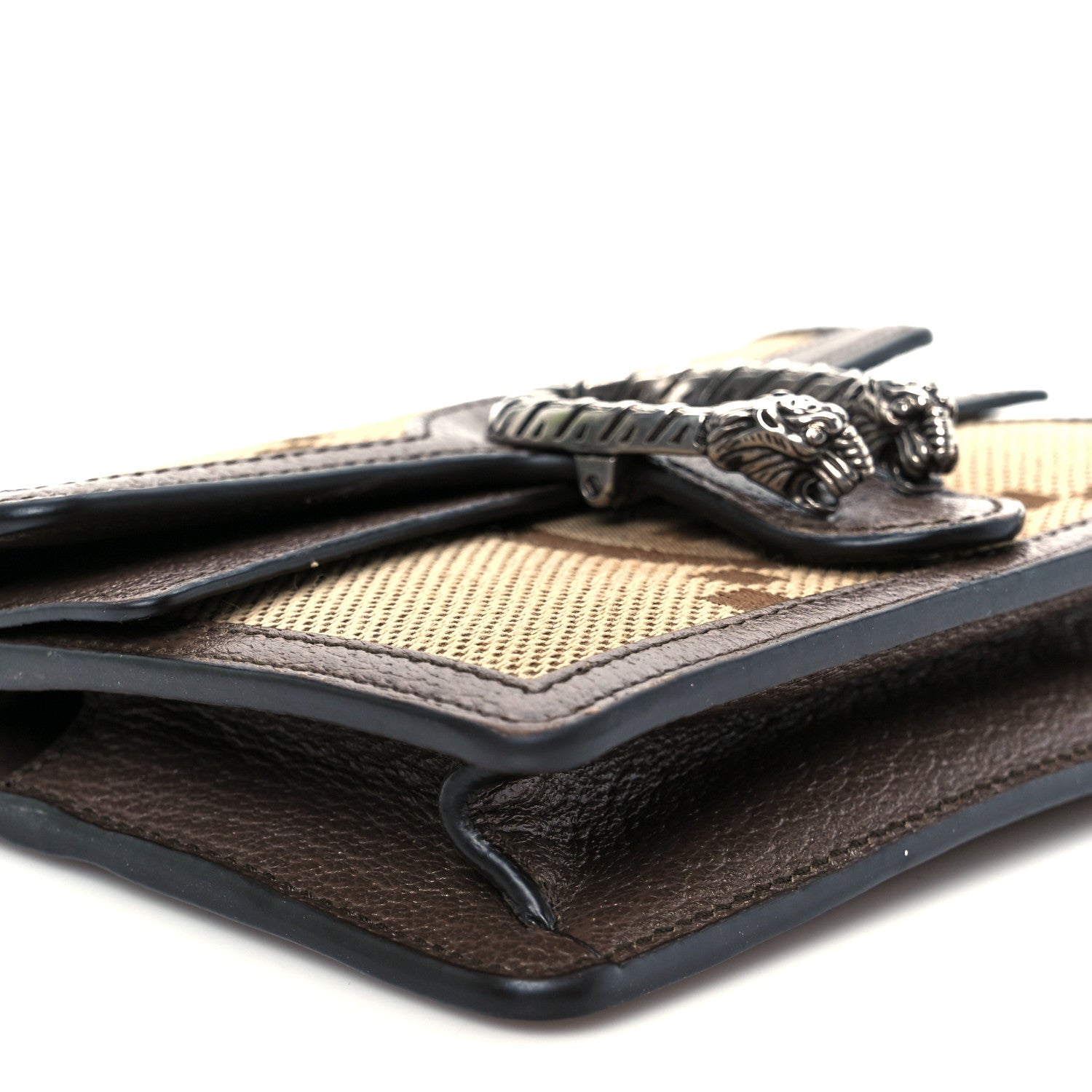 Monogram Jumbo GG Textured Dollar Calfskin Super Mini Dionysus Shoulder Bag Camel Ebony New Acero