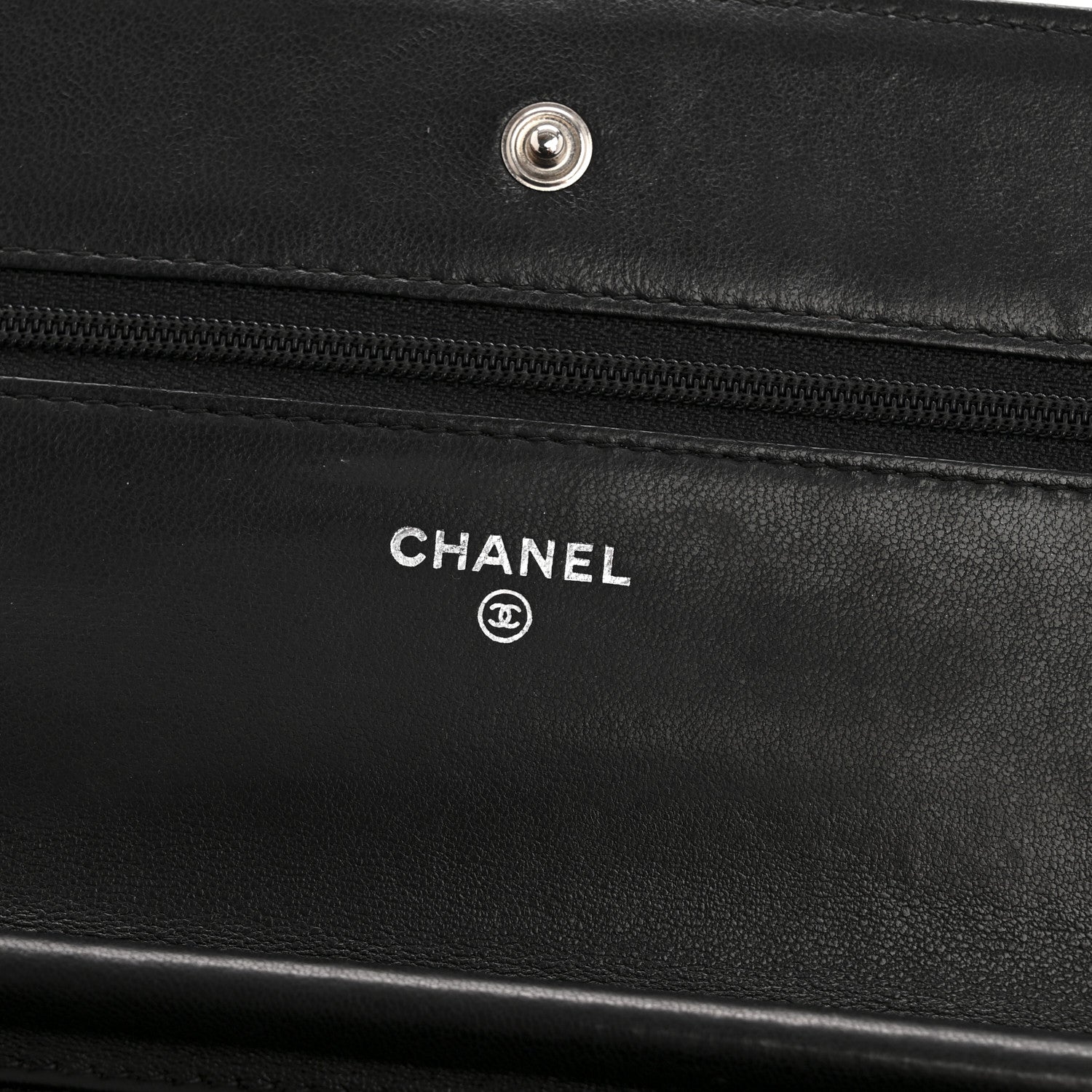 Lambskin Chevron Quilted Wallet On Chain WOC So Black